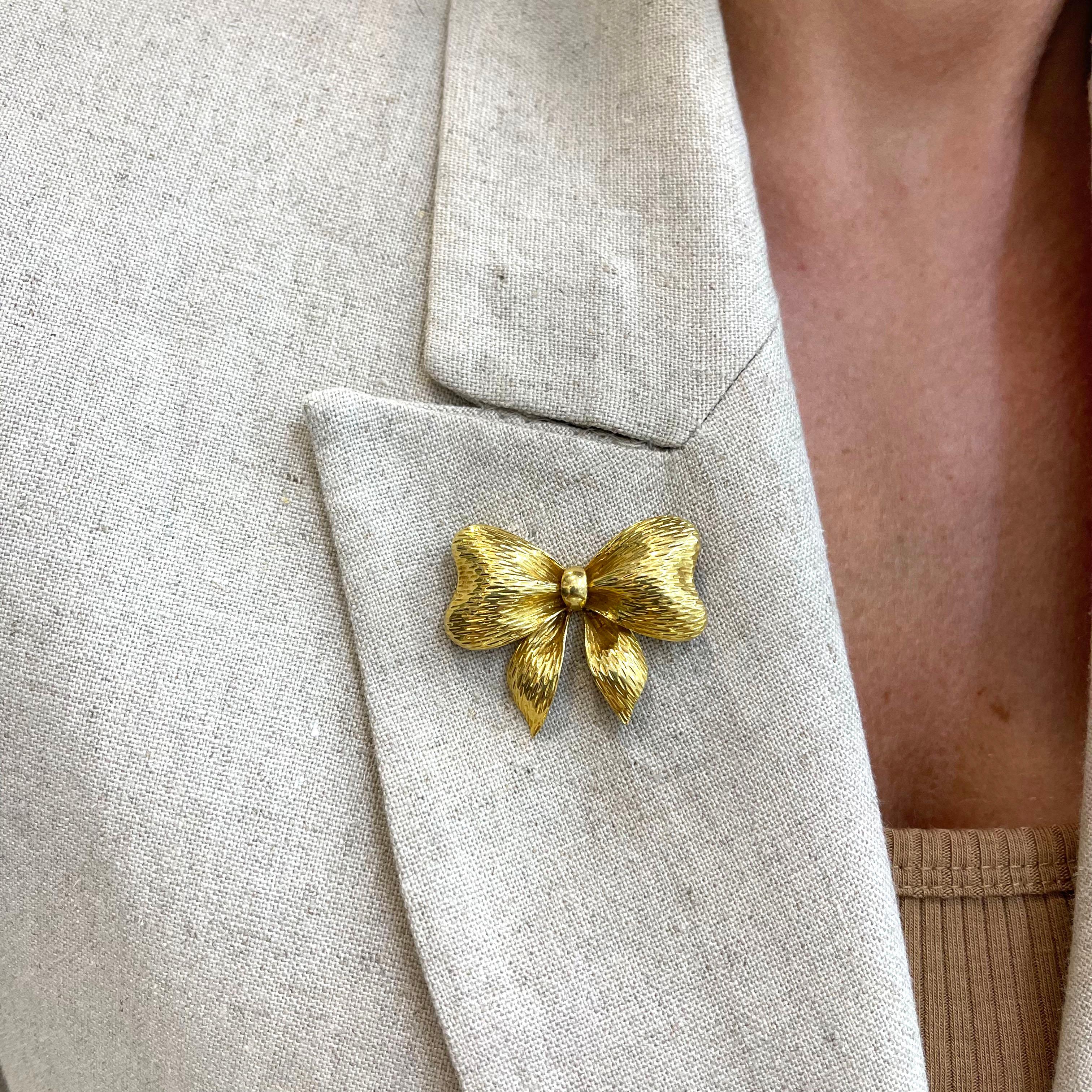 Vintage Tiffany & Co. 18K Yellow Gold Bow Pin Brooch 2