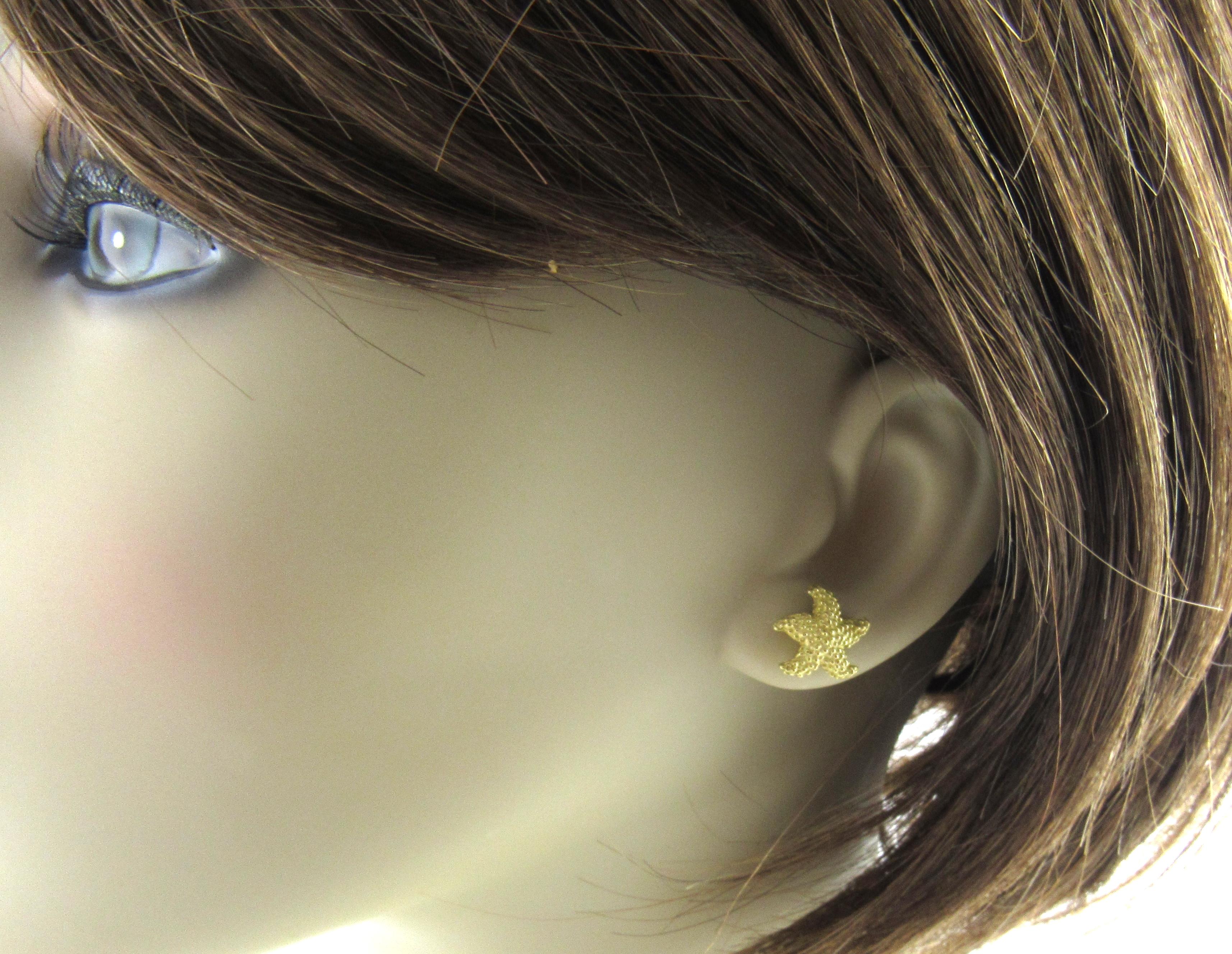 Vintage Tiffany & Co. 18 Karat Yellow Gold Bumpy Starfish Stud Earrings 1