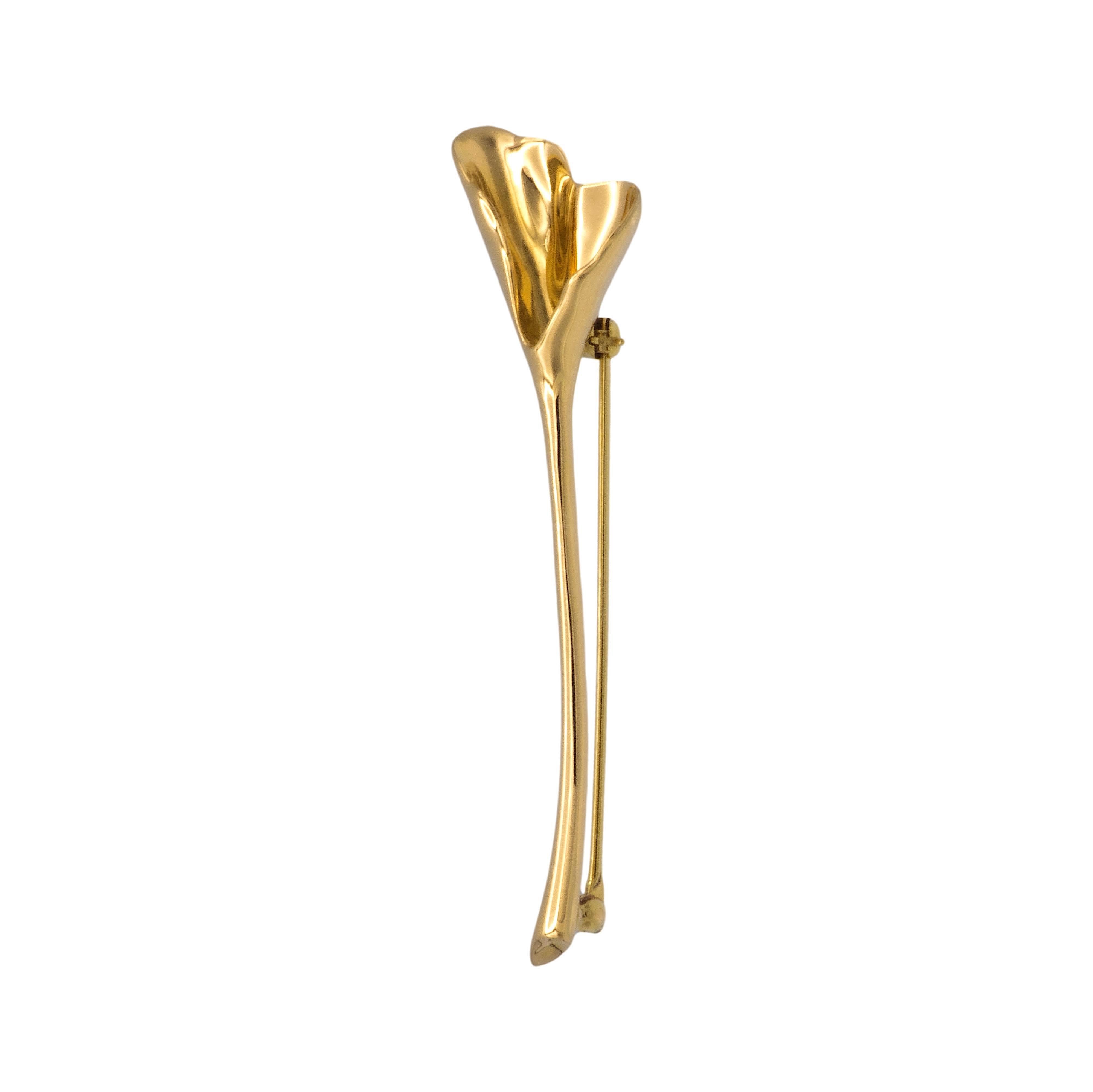 Vintage Tiffany & Co. 18K Yellow Gold Cala Lilly Flower Brooch For Sale 1