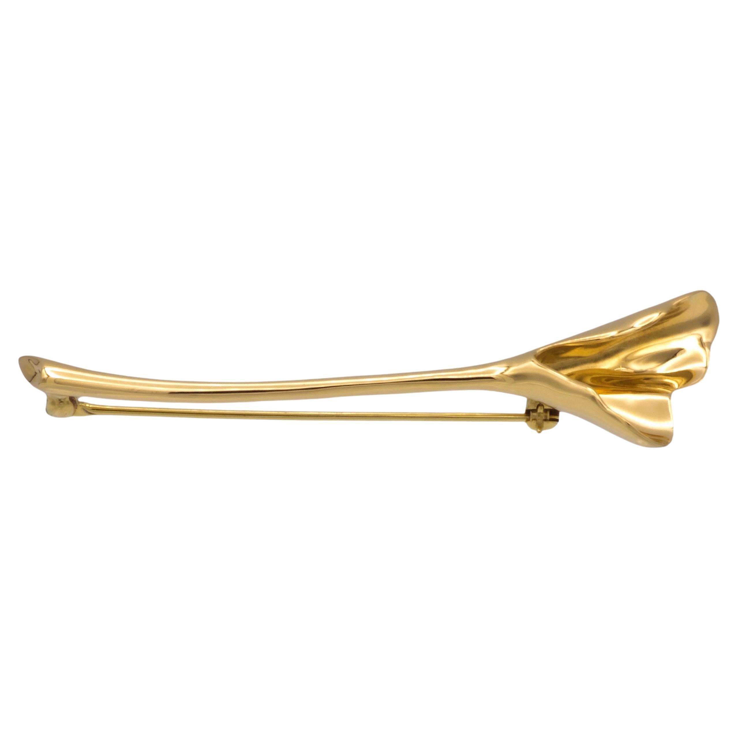 Vintage Tiffany & Co. 18K Yellow Gold Cala Lilly Flower Brooch For Sale