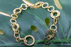 Vintage Tiffany & Co. 18K Yellow Gold Circle Link Bracelet 7.25” 18.8g Italy 750