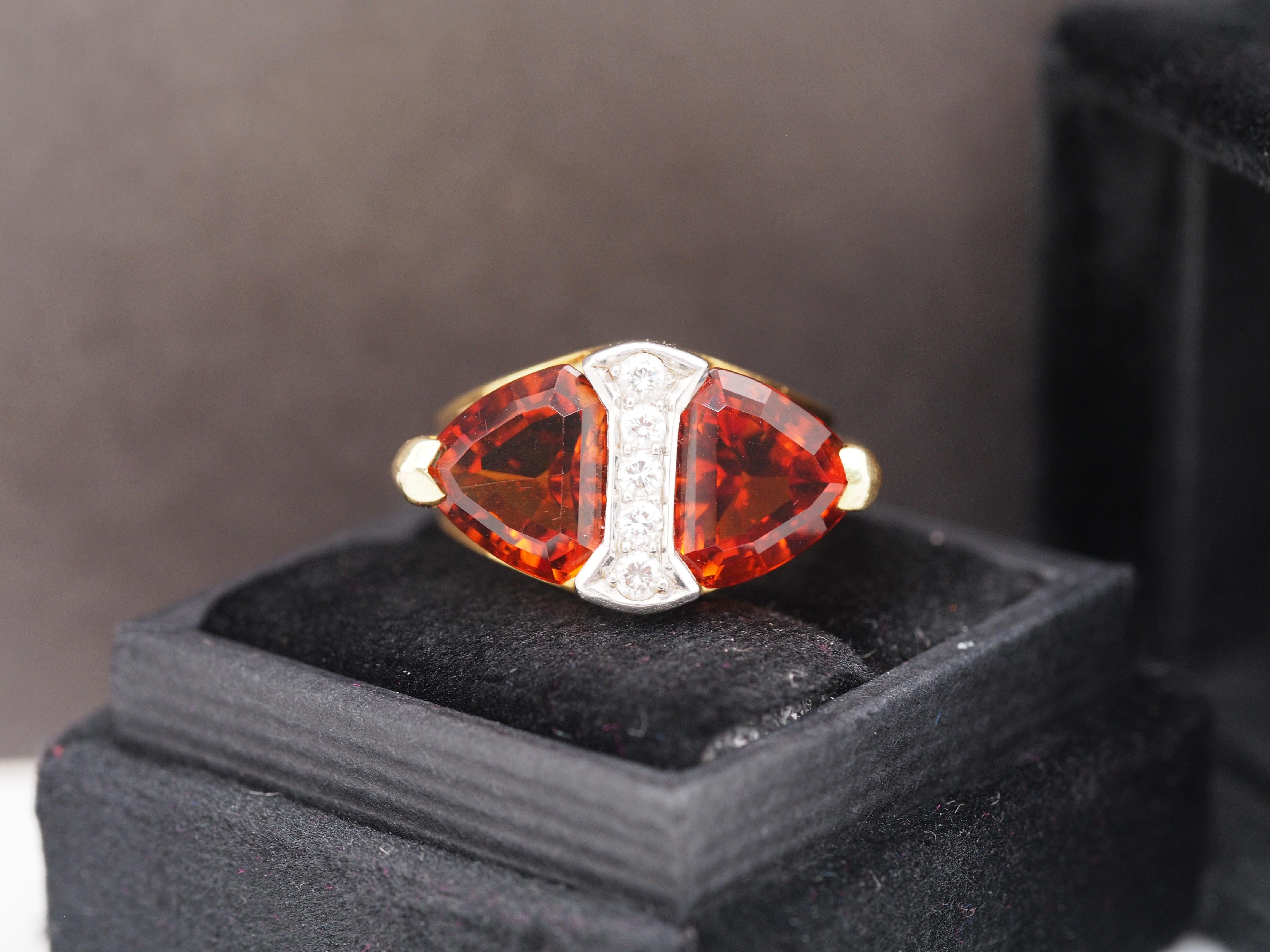 Vintage Tiffany & Co Ring aus 18 Karat Gelbgold mit Citrin und Diamanten Damen im Angebot