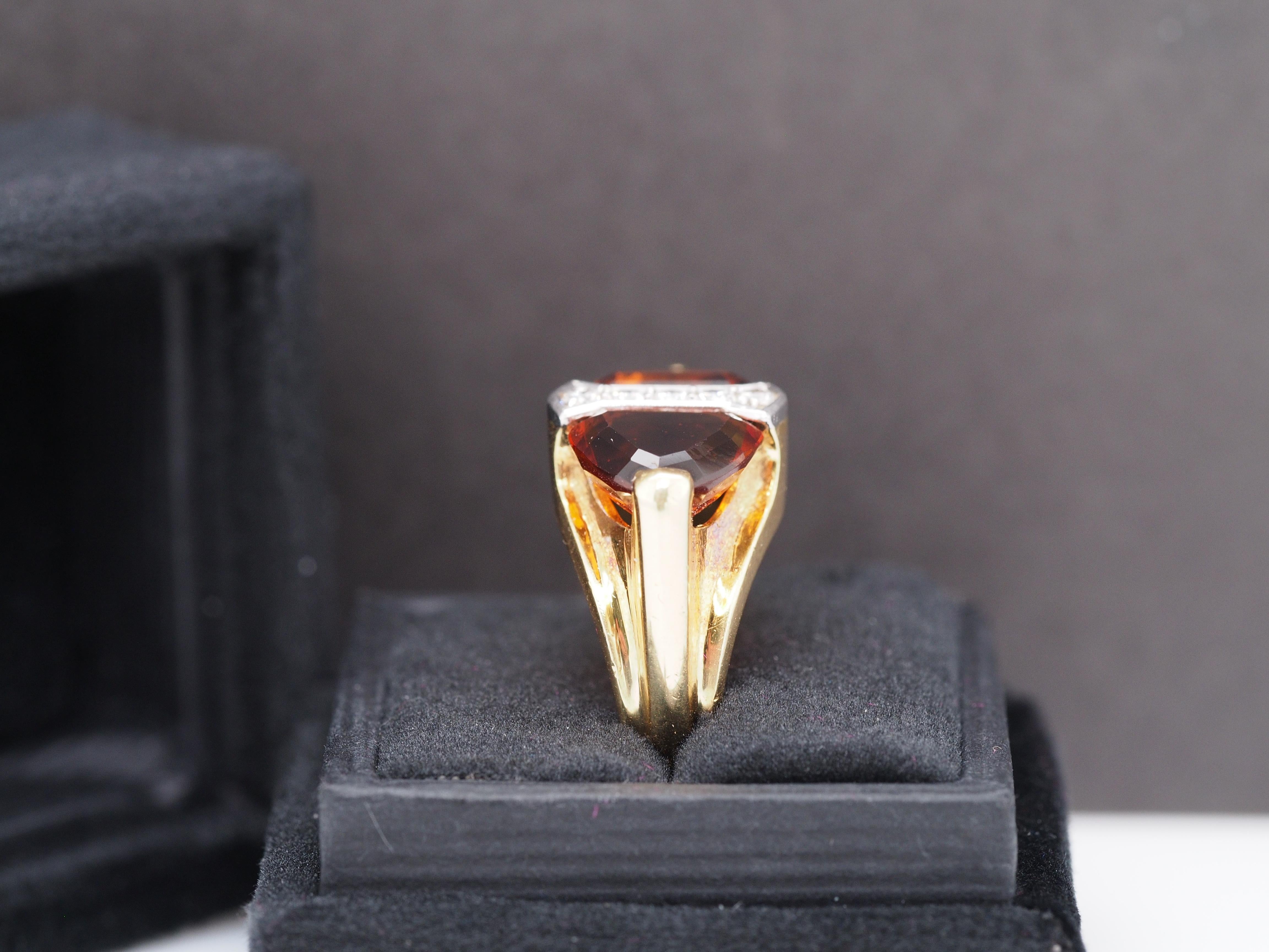 Vintage “Tiffany & Co” 18K Yellow Gold Citrine and Diamond Ring For Sale 1