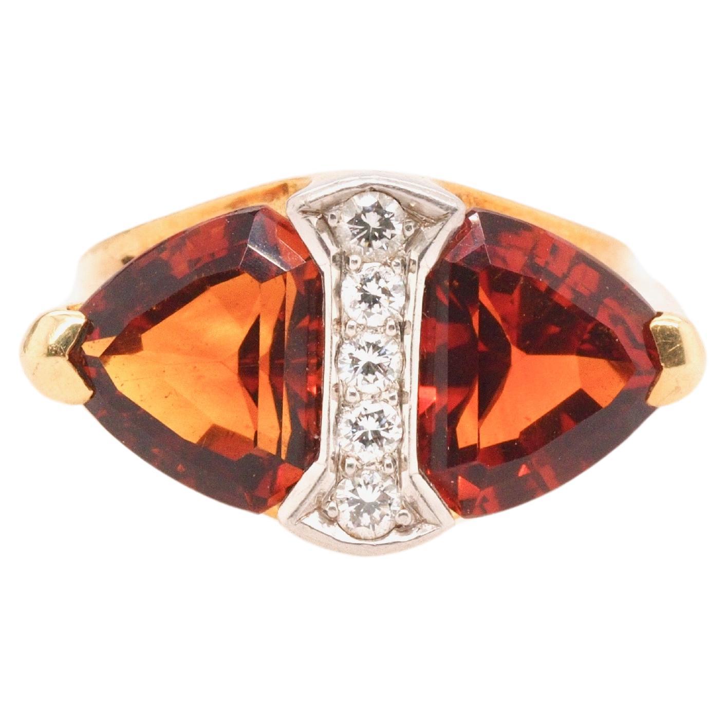 Vintage Tiffany & Co Ring aus 18 Karat Gelbgold mit Citrin und Diamanten im Angebot