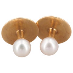 Vintage Tiffany & Co. 18K Yellow Gold Cultured Pearl Cufflinks