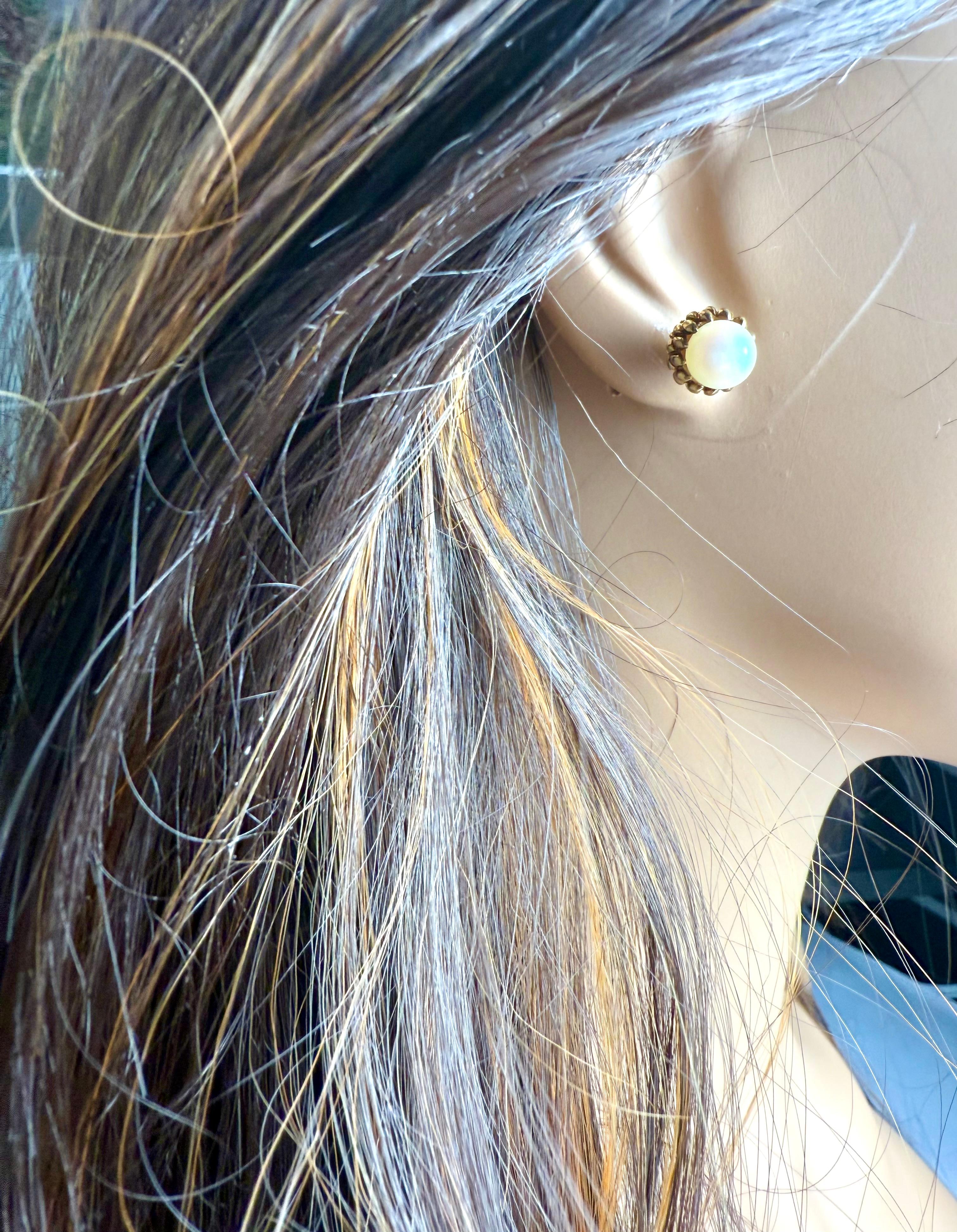 Modern Vintage Tiffany Co 18K Yellow Gold Cultured Pearl Petal Basket Stud Earrings