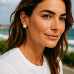 Vintage Tiffany Co 18K Yellow Gold Cultured Pearl Petal Basket Stud Earrings