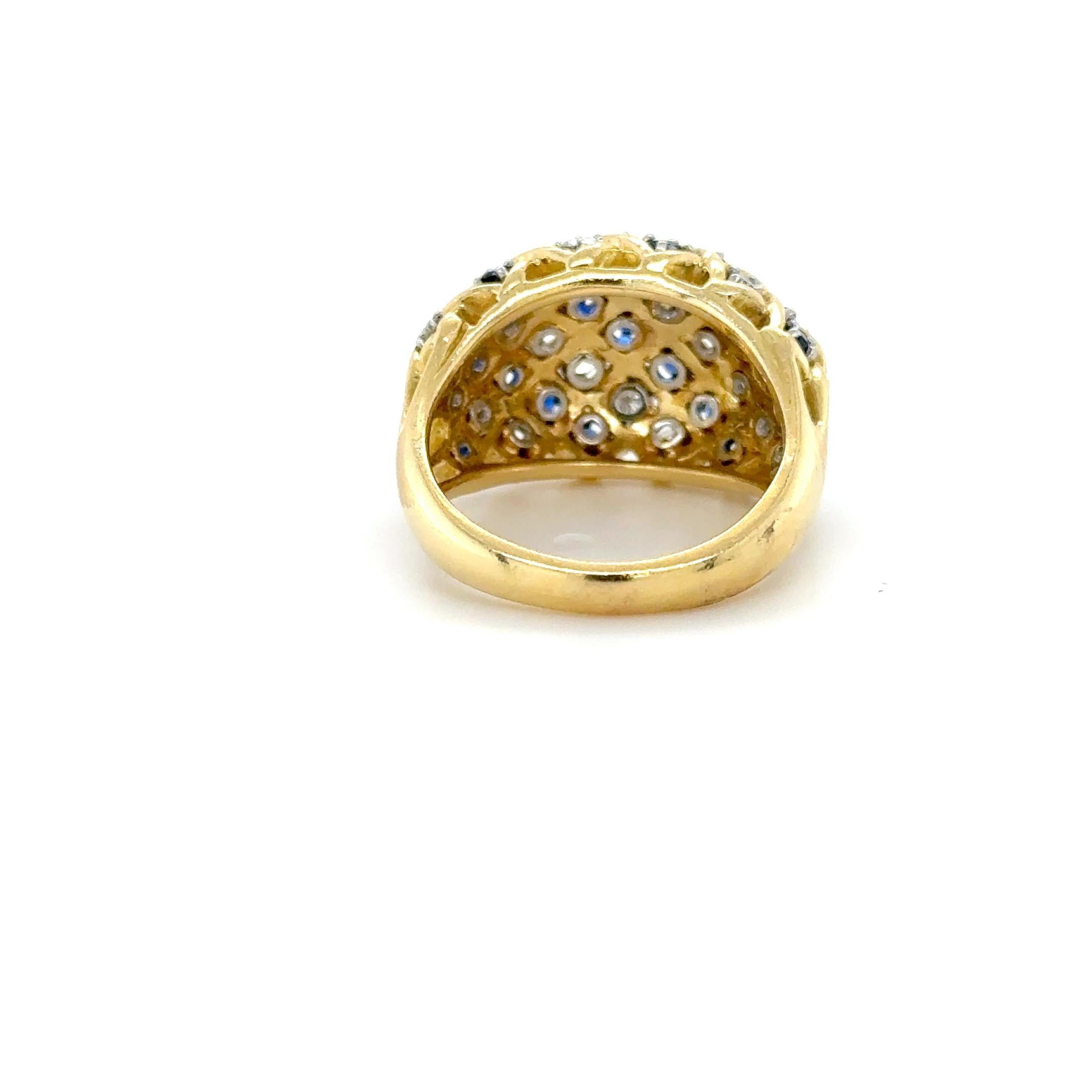 Donna Vintage Tiffany & Co., anello con diamanti e zaffiri in oro giallo 18 carati in vendita