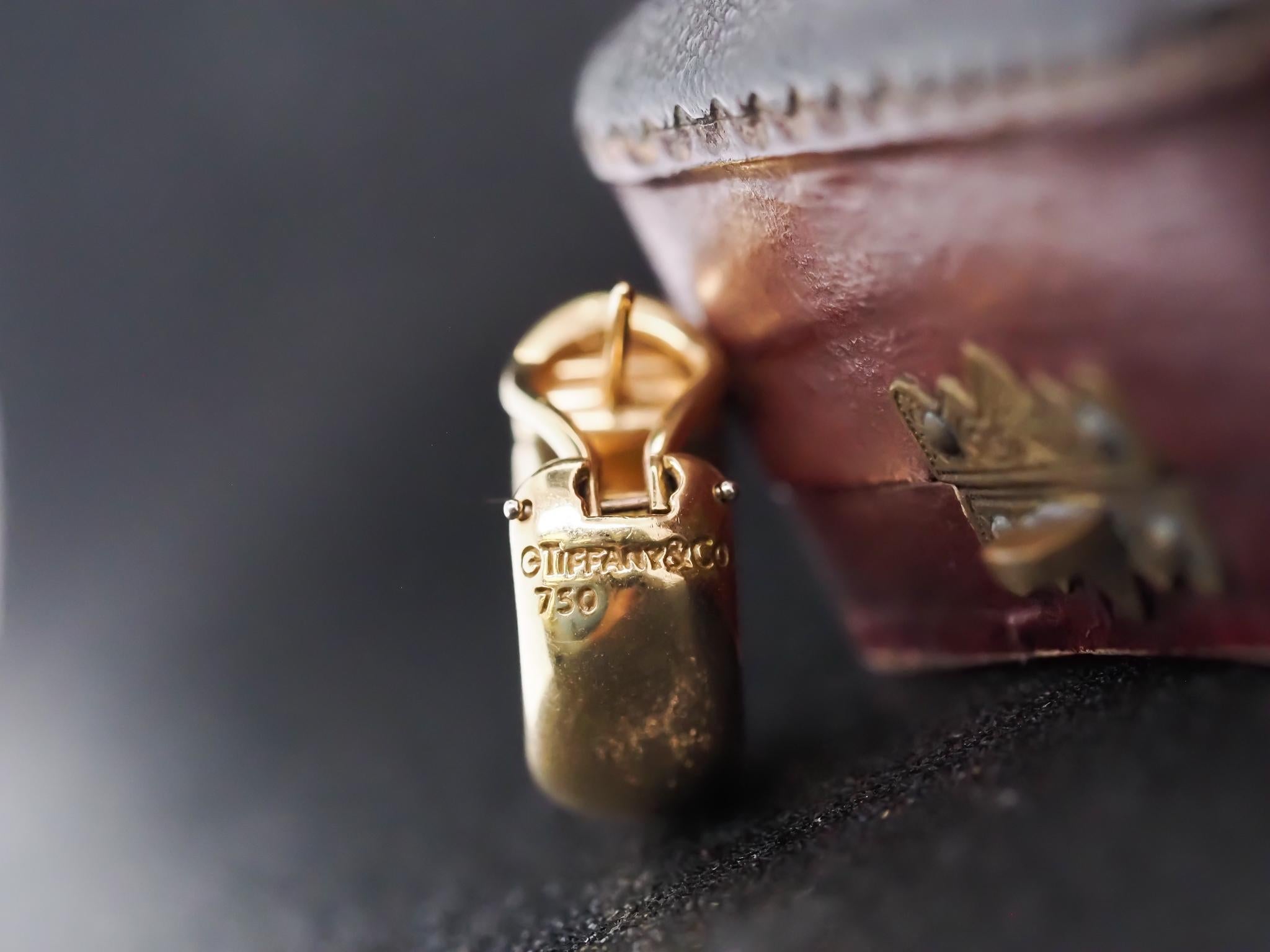 Vintage Tiffany & Co. 18K Yellow Gold Diamond Huggie Earrings For Sale 1