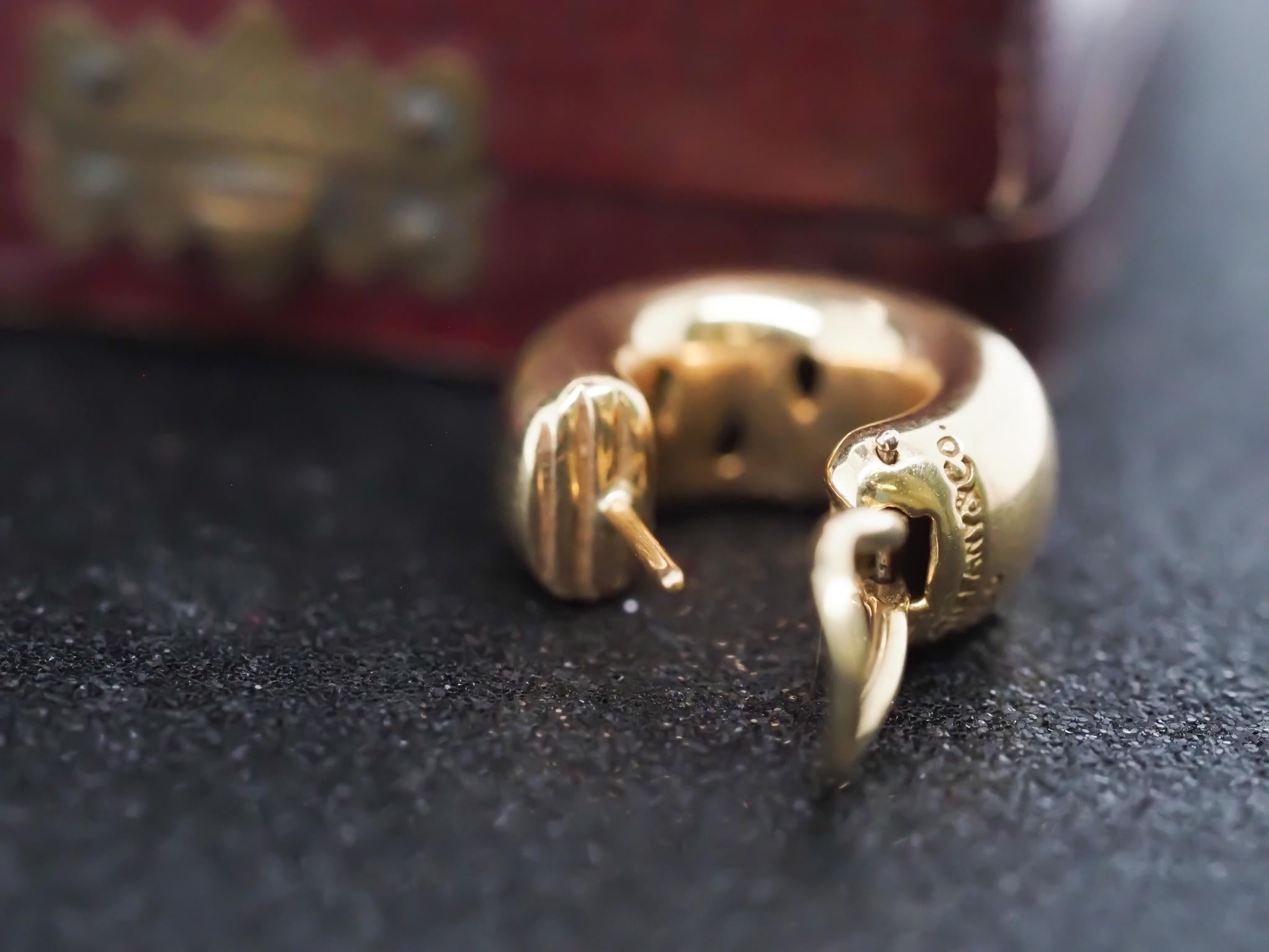 Vintage Tiffany & Co. 18K Yellow Gold Diamond Huggie Earrings For Sale 2