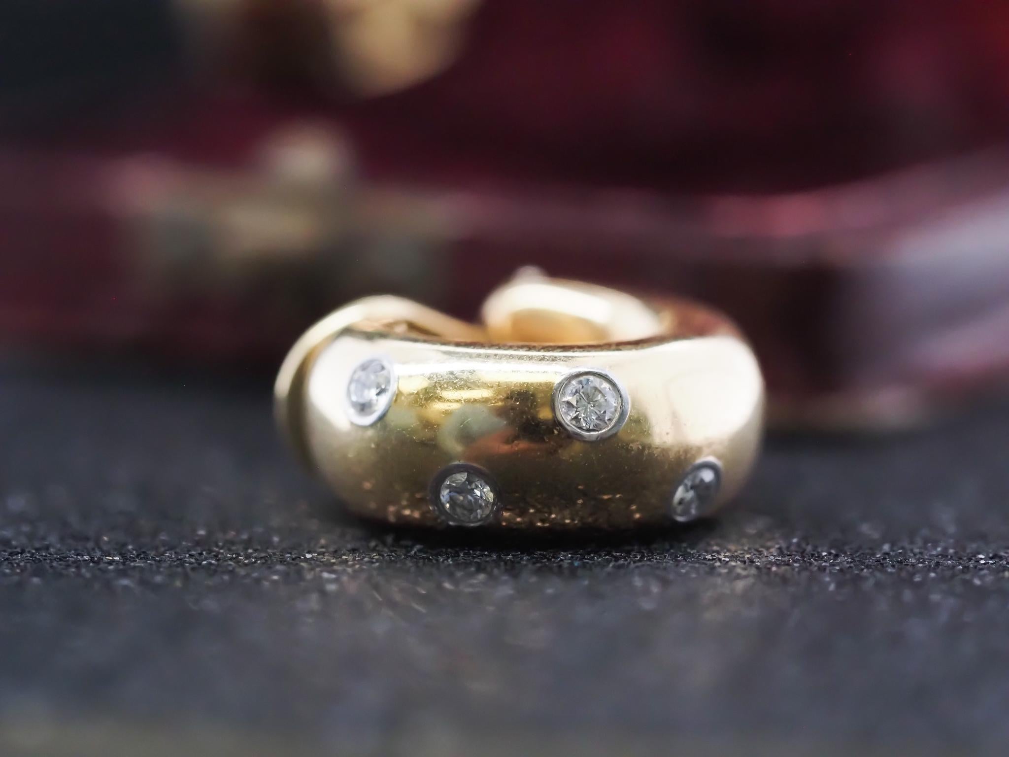 Vintage Tiffany & Co. 18K Yellow Gold Diamond Huggie Earrings For Sale 3