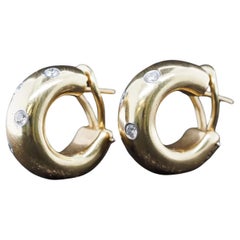 Vintage Tiffany & Co. 18K Yellow Gold Diamond Huggie Earrings