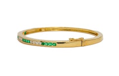 Vintage Tiffany & Co. 18K Yellow Gold Emerald and Diamond Bangle