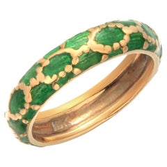 Vintage Tiffany & Co. 18K Yellow Gold Green Enamel Band Ring