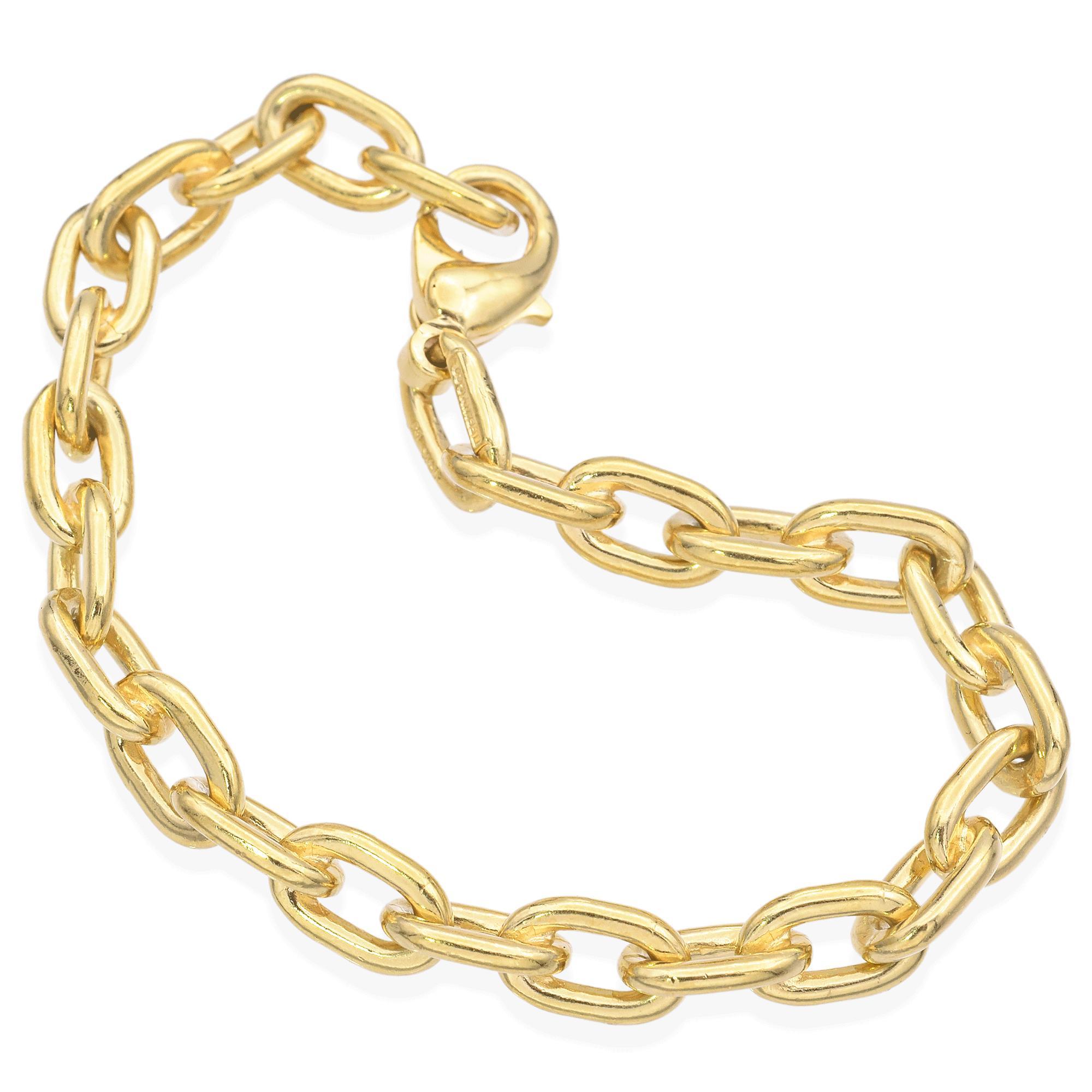 Women's Vintage Tiffany & Co. 18K Yellow Gold Heavy Oval Link Chain Bracelet