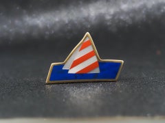 Vintage Tiffany & Co. 18K Yellow Gold Lapis, and Pearl Sail Boat Brooch Pin
