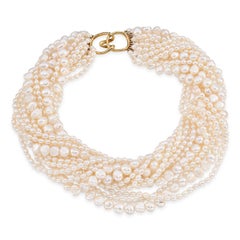 Vintage Tiffany & Co. 18k Yellow Gold Multipearl Strand Necklace