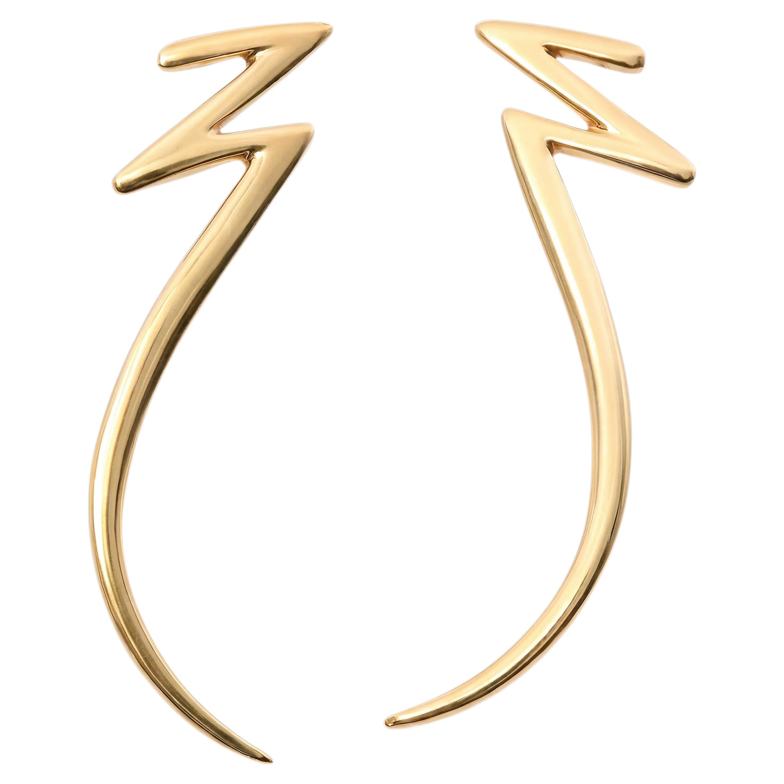 Boucles d'oreilles vintage Tiffany & Co. en or jaune 18 carats « Paloma Picasso Zig Zag »
