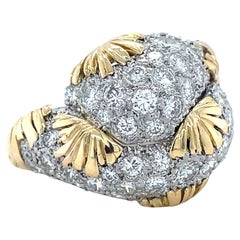 Vintage Tiffany & Co., anello bypass in oro giallo 18 carati, platino e diamanti