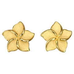 Vintage Tiffany & Co. 18k Yellow Gold Plumeria Earrings