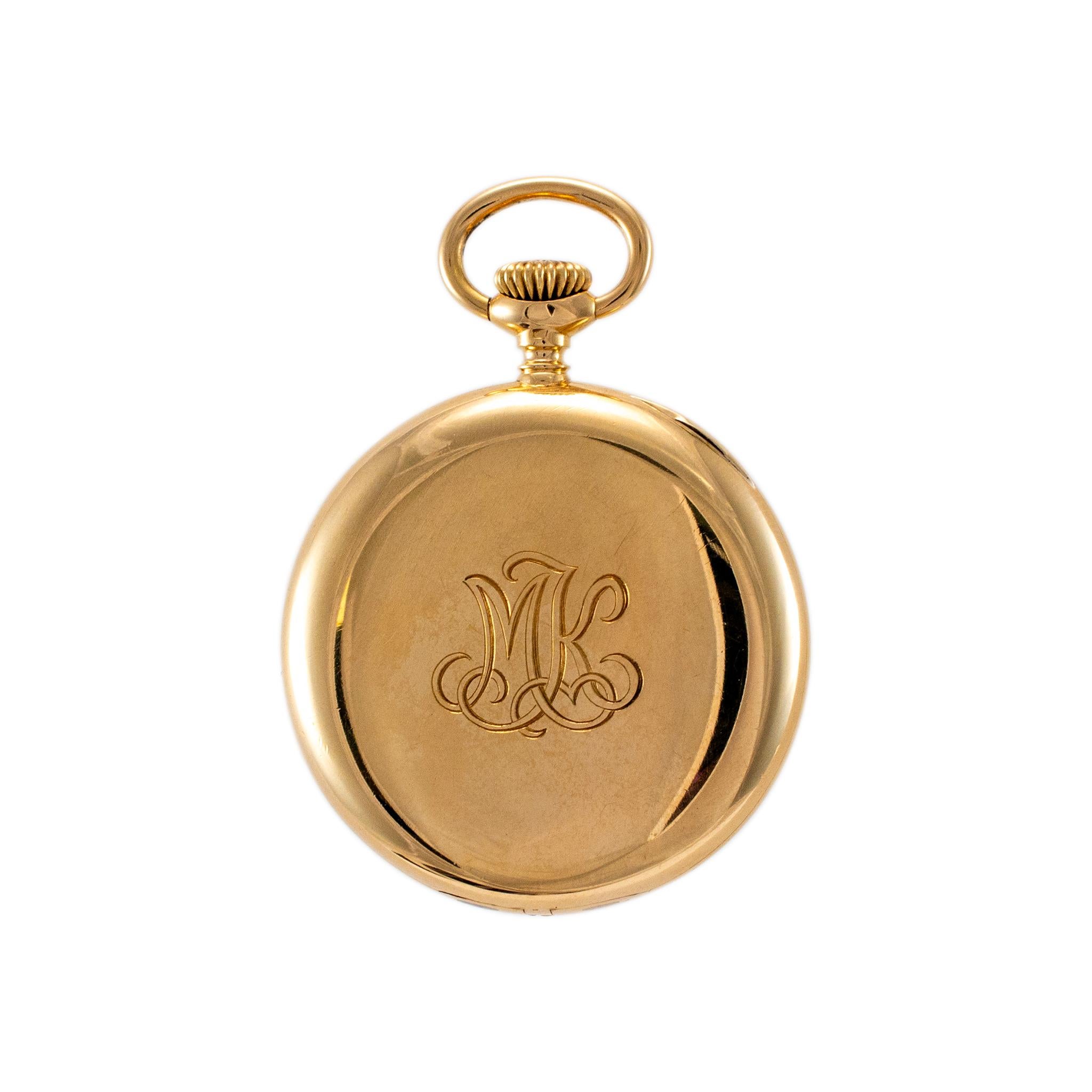 Marke: Tiffany & Co.

Geschlecht: Unisex

Metall Typ: 18K Gelbgold

Durchmesser: 33,00 mm

Gewicht: 31,64 Gramm

Schweizer Taschenuhr aus 18K Gelbgold mit Originalbox. Das Metall wurde getestet und es wurde festgestellt, dass es sich um 18 Karat