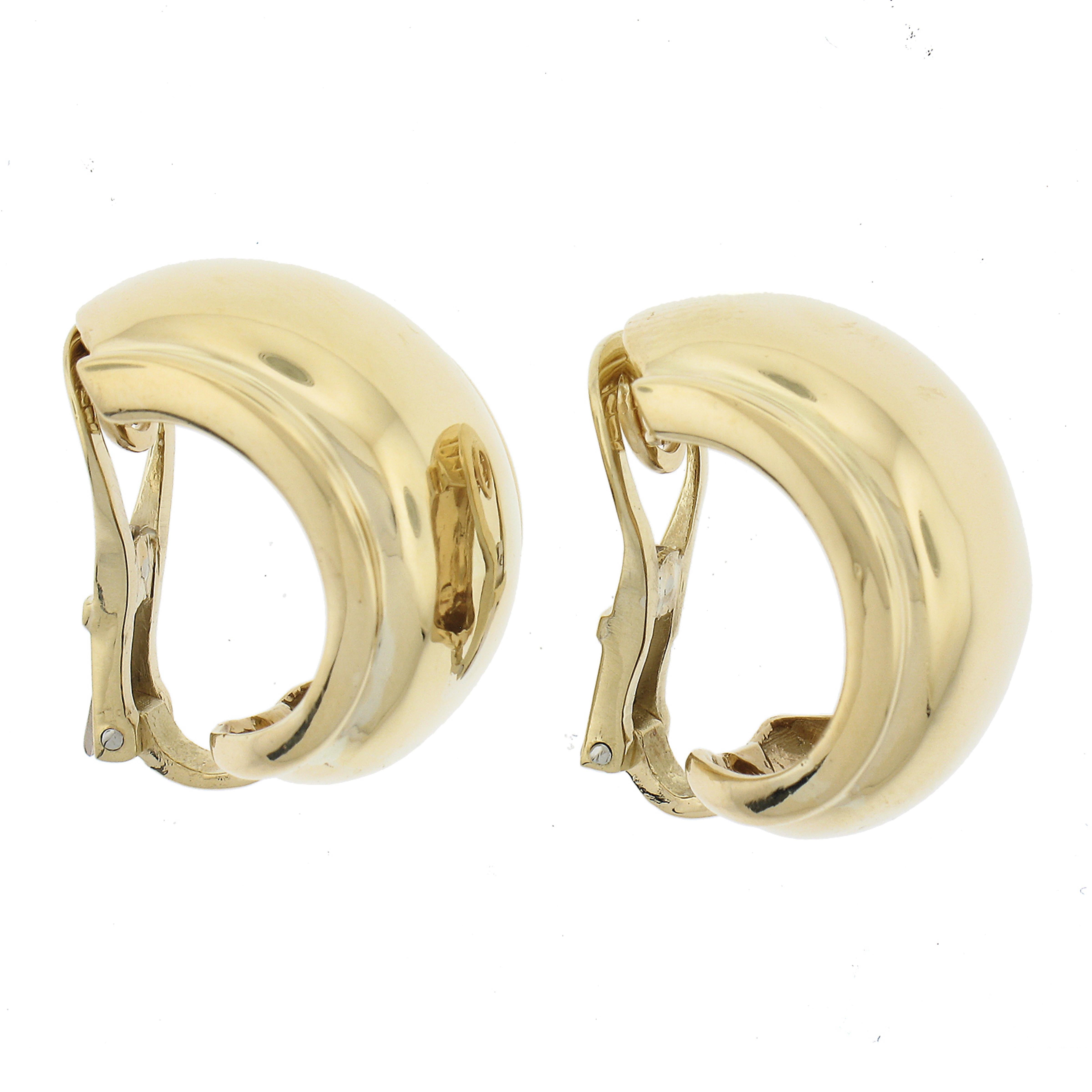 Women's Vintage Tiffany & Co. 18K Yellow Gold Polished Domed Wide Cuff Clip On Earrings For Sale