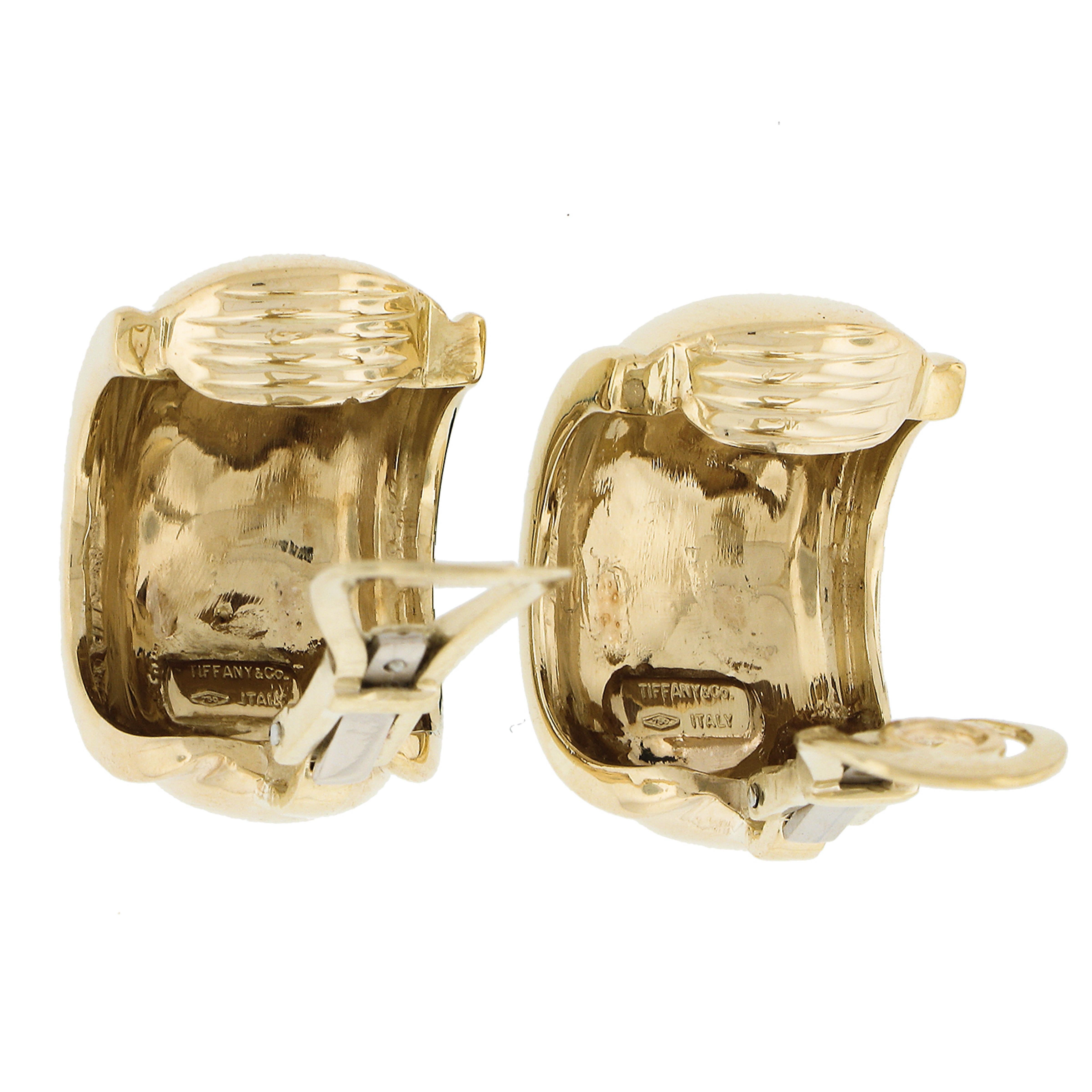 Vintage Tiffany & Co. 18K Yellow Gold Polished Domed Wide Cuff Clip On Earrings For Sale 2
