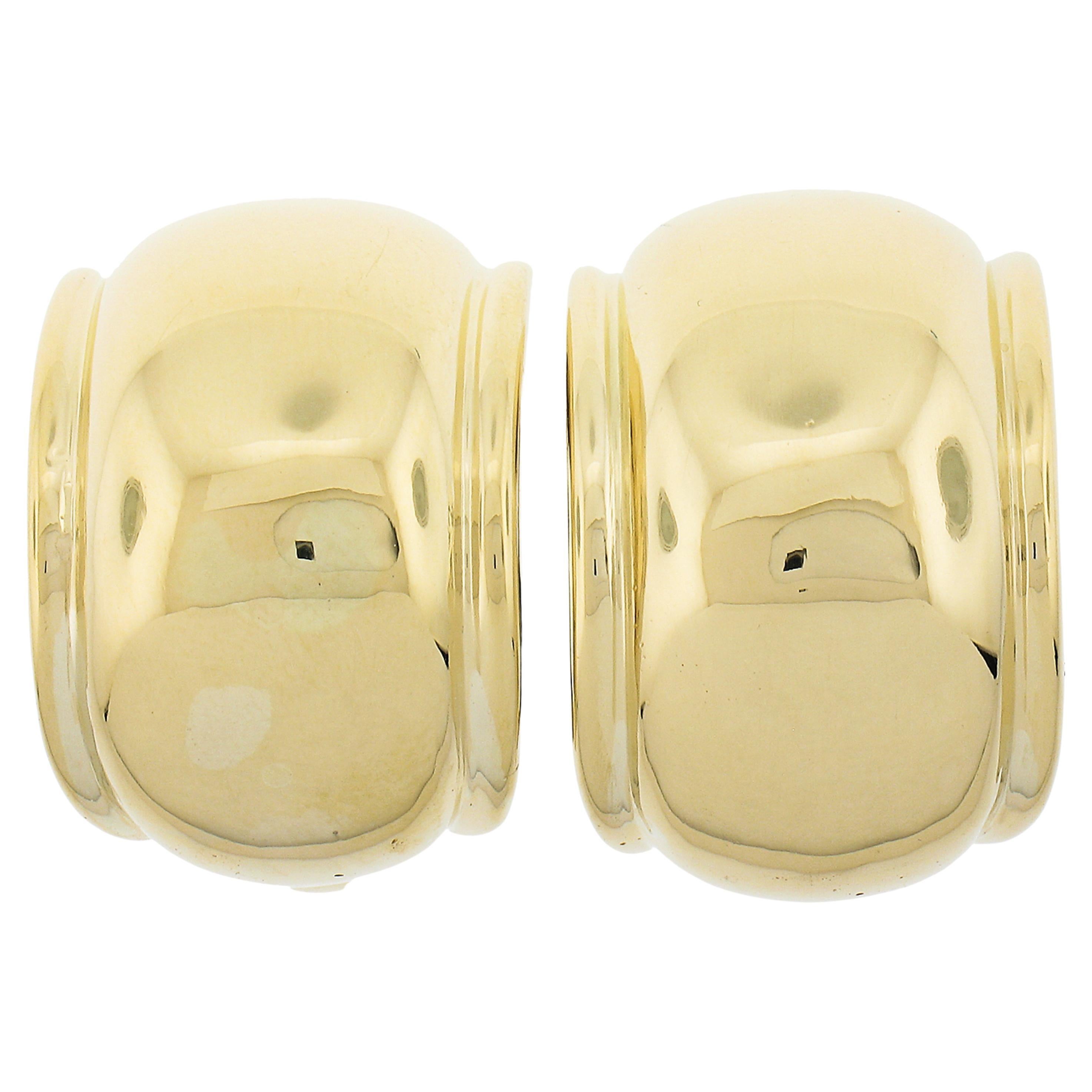 Vintage Tiffany & Co. 18K Yellow Gold Polished Domed Wide Cuff Clip On Earrings For Sale