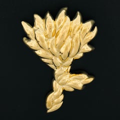 Vintage Tiffany & Co. 18K Yellow Gold Puffed Polished Braided Wheat Brooch Pin