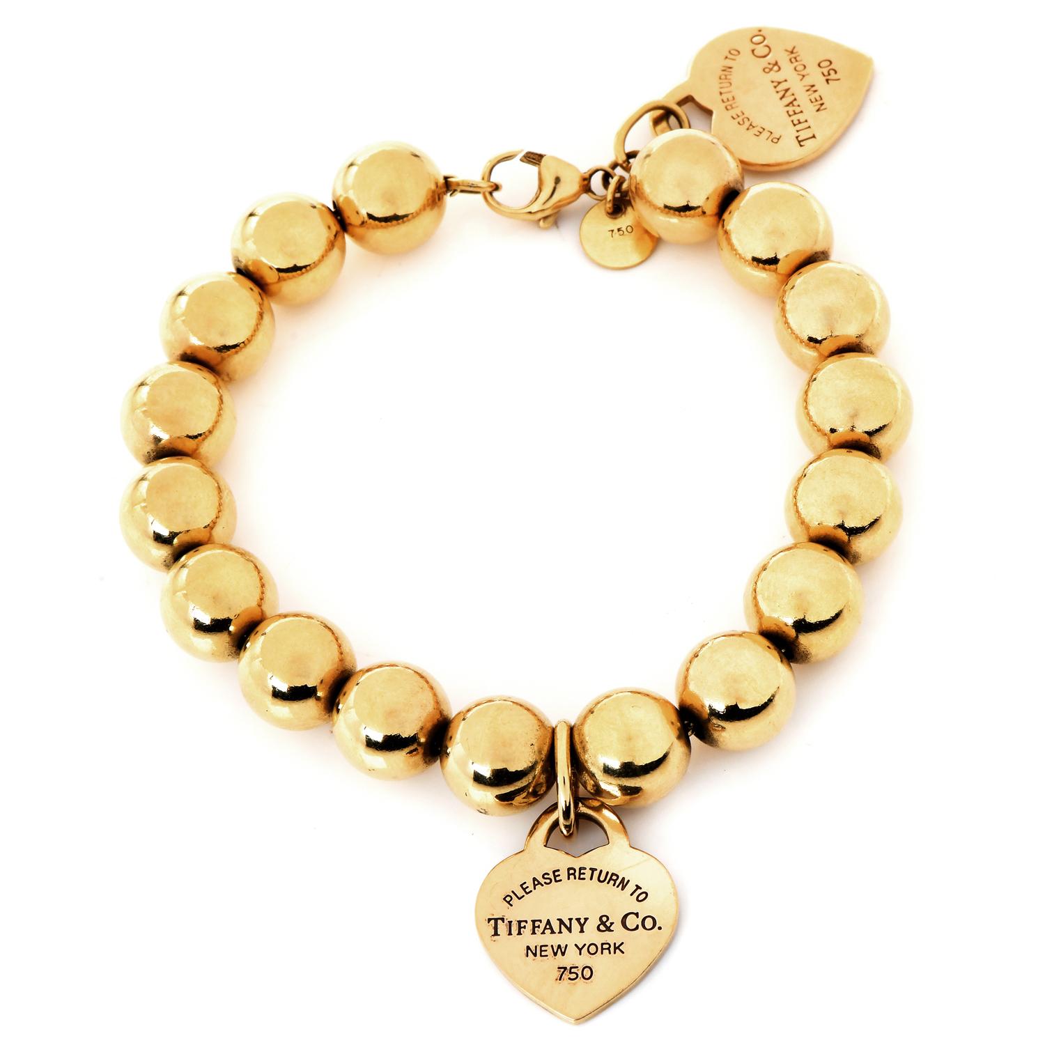 heart tag bead bracelet gold