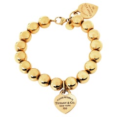 Vintage Tiffany & Co 18k Yellow Gold "Return to Tiffany" Heart Tag Bead Bracelet