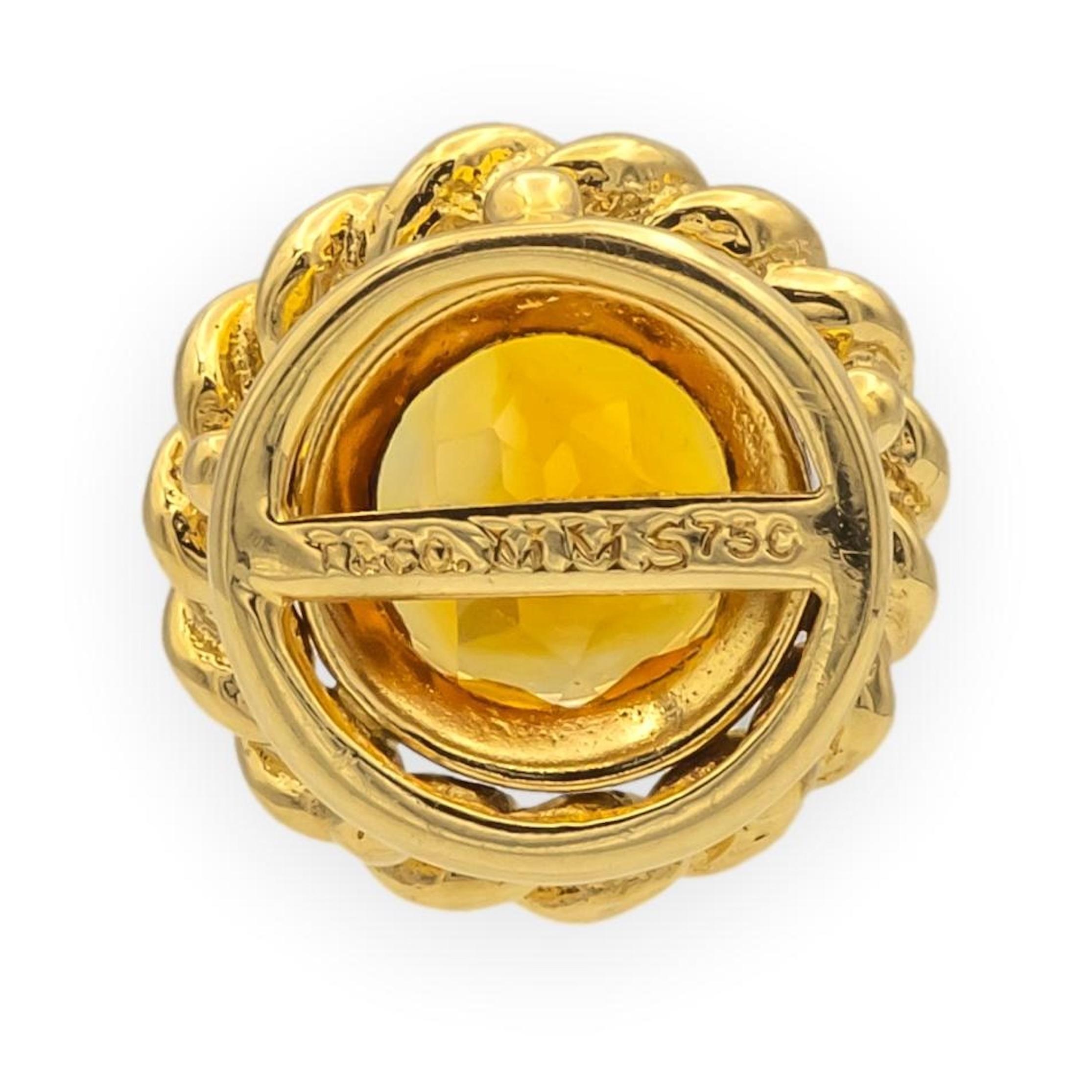 Vintage Tiffany & Co. 18K Yellow Gold Round Madeira Citrine Pendant For Sale 4