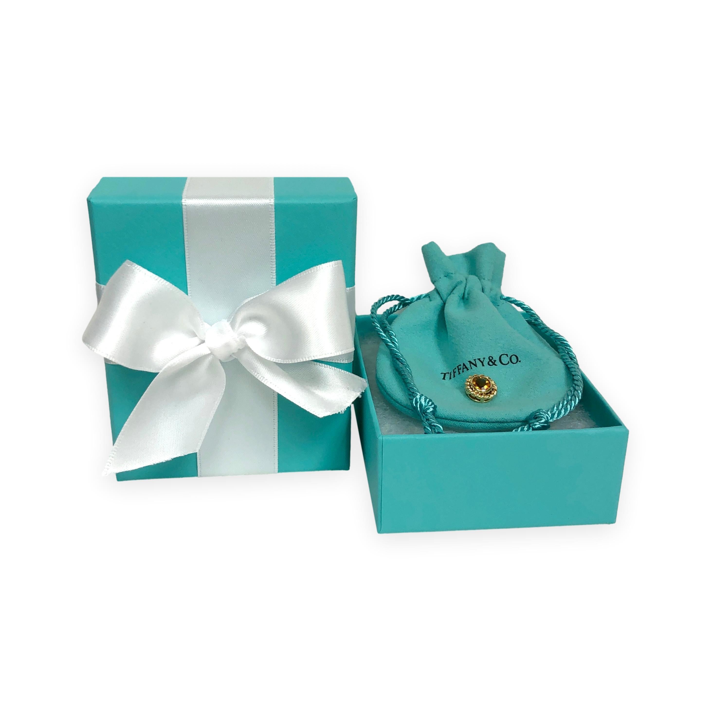 Vintage Tiffany & Co. 18K Yellow Gold Round Madeira Citrine Pendant For Sale 8