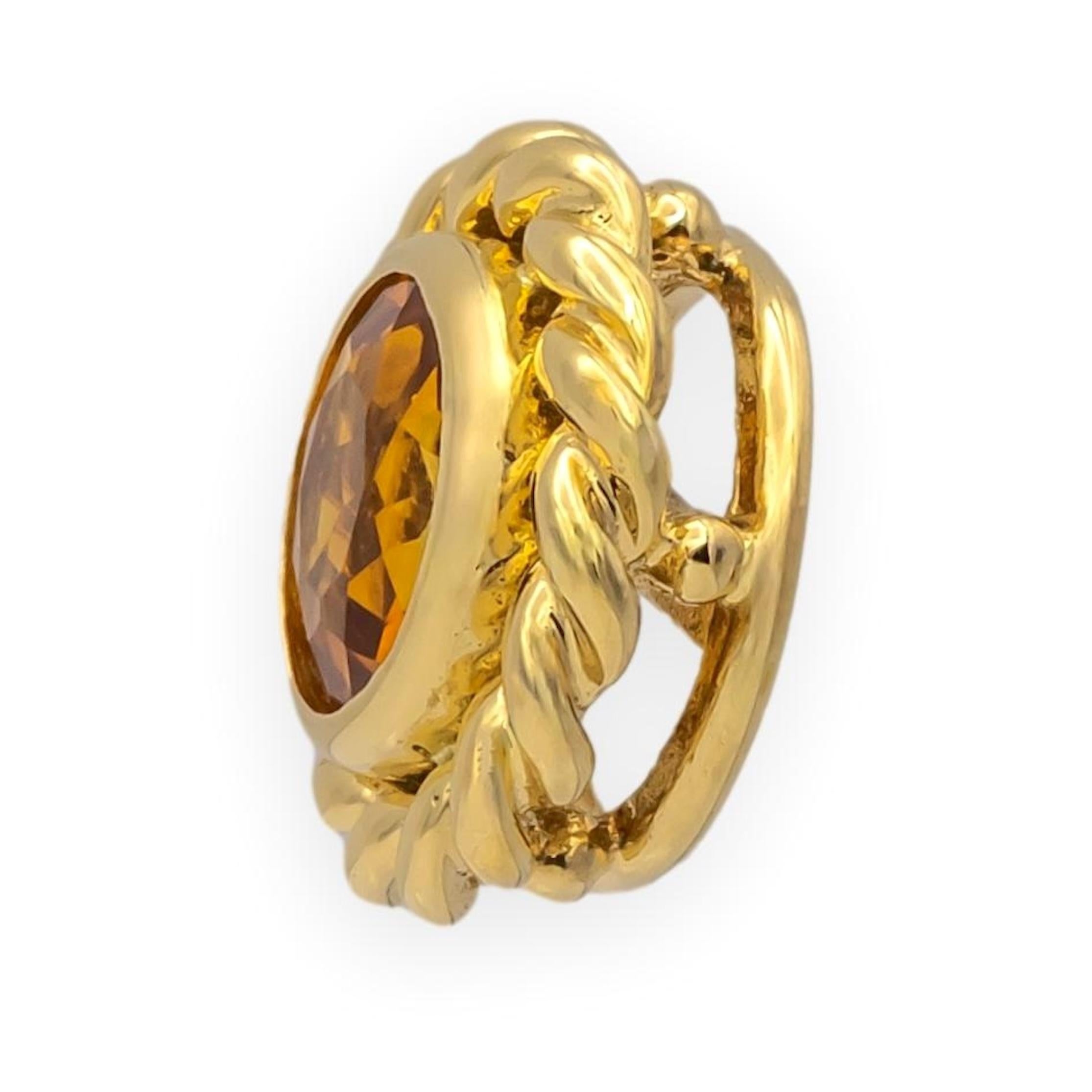 Round Cut Vintage Tiffany & Co. 18K Yellow Gold Round Madeira Citrine Pendant For Sale