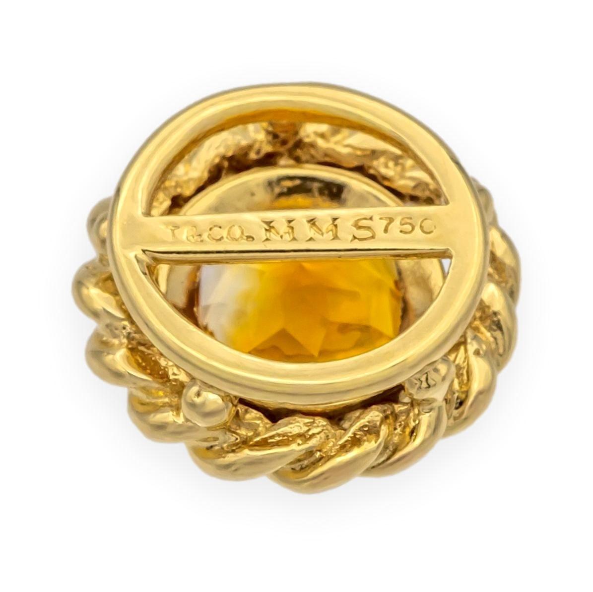 Women's Vintage Tiffany & Co. 18K Yellow Gold Round Madeira Citrine Pendant For Sale