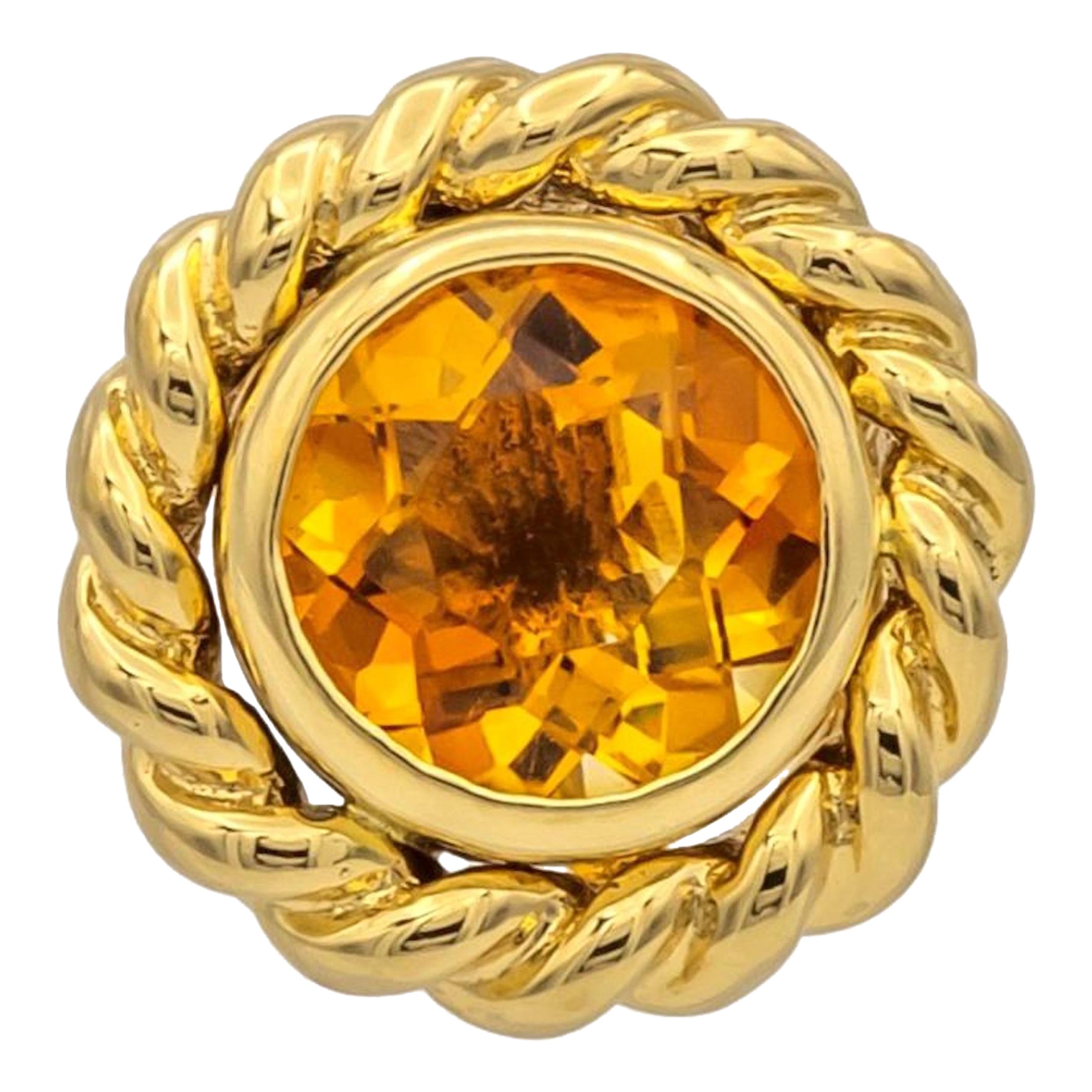 Vintage Tiffany
Co. 18K Gelbgold Rund Madeira Citrin Anhänger