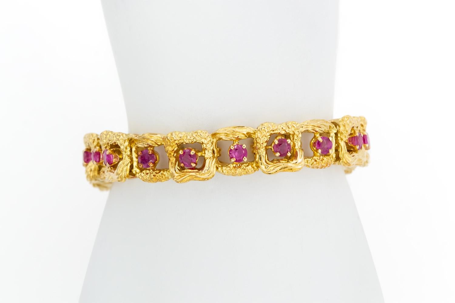 Vintage Tiffany & Co. 18k Yellow Gold & Ruby Link Bracelet 4