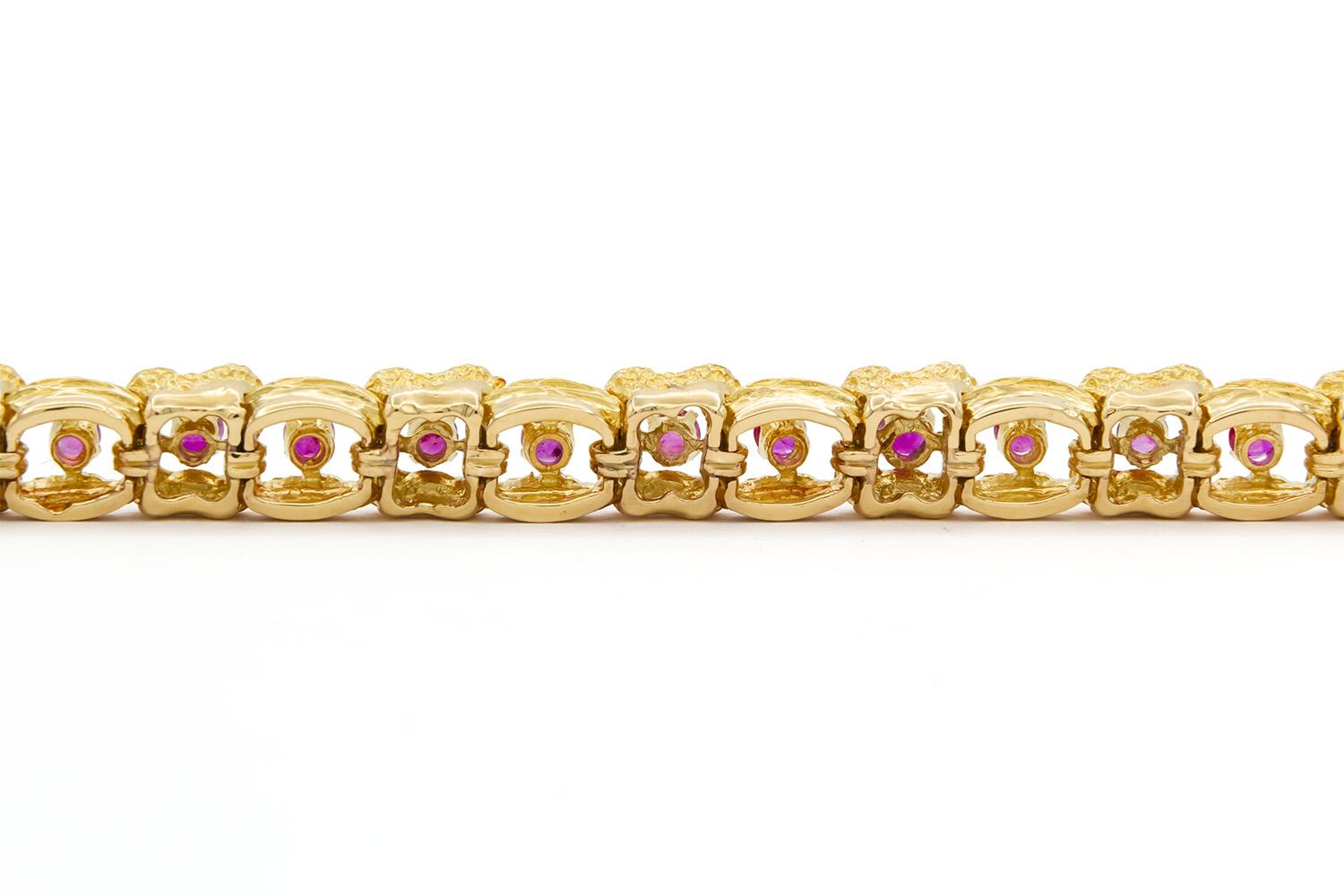 Vintage Tiffany & Co. 18k Yellow Gold & Ruby Link Bracelet 1