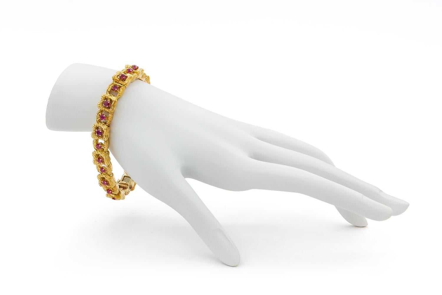Vintage Tiffany & Co. 18k Yellow Gold & Ruby Link Bracelet 2