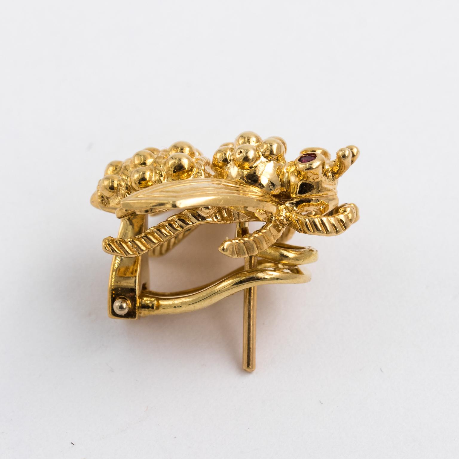 18k gold bee earrings