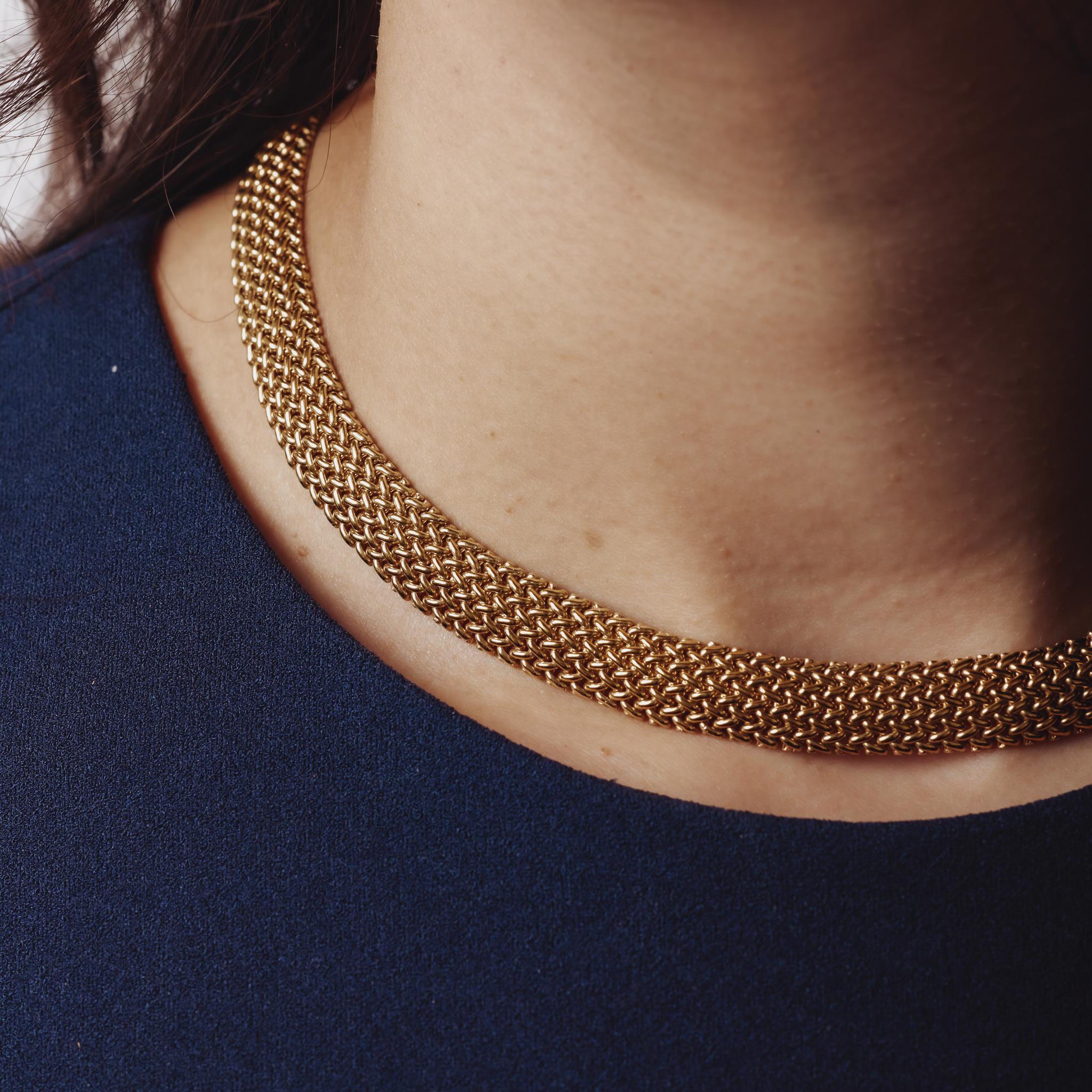 Vintage Tiffany & Co. Collier Somerset weave en or jaune 18K en vente 1