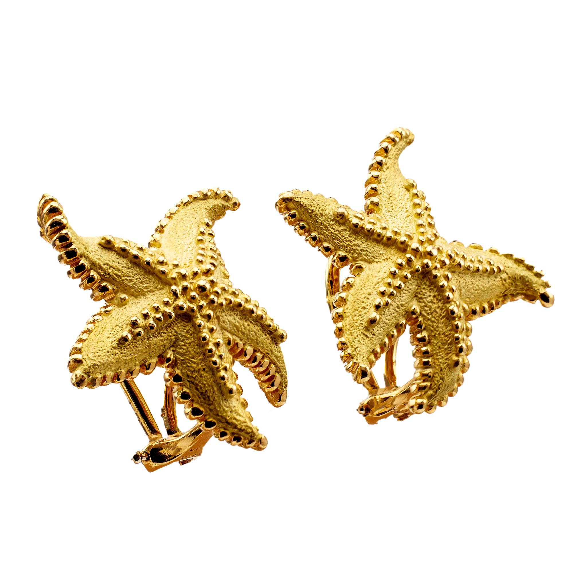 Vintage Tiffany & Co. 18k Yellow Gold Starfish Earrings 1