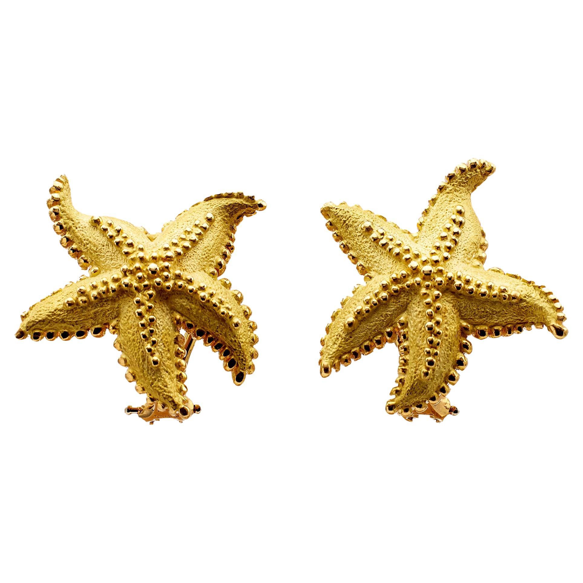 Vintage Tiffany & Co. 18k Yellow Gold Starfish Earrings