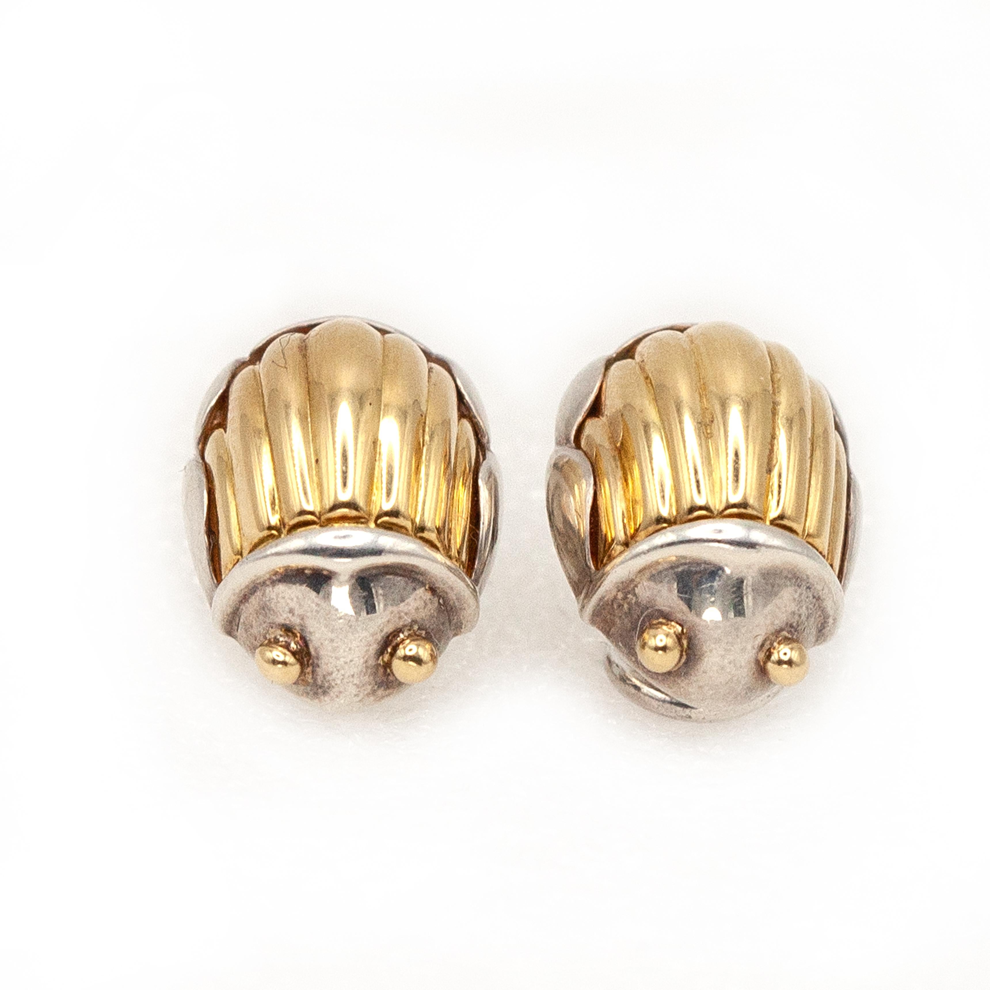1993 Tiffany & Co. 18K Yellow Gold Sterling Scarab Earrings For Sale 5