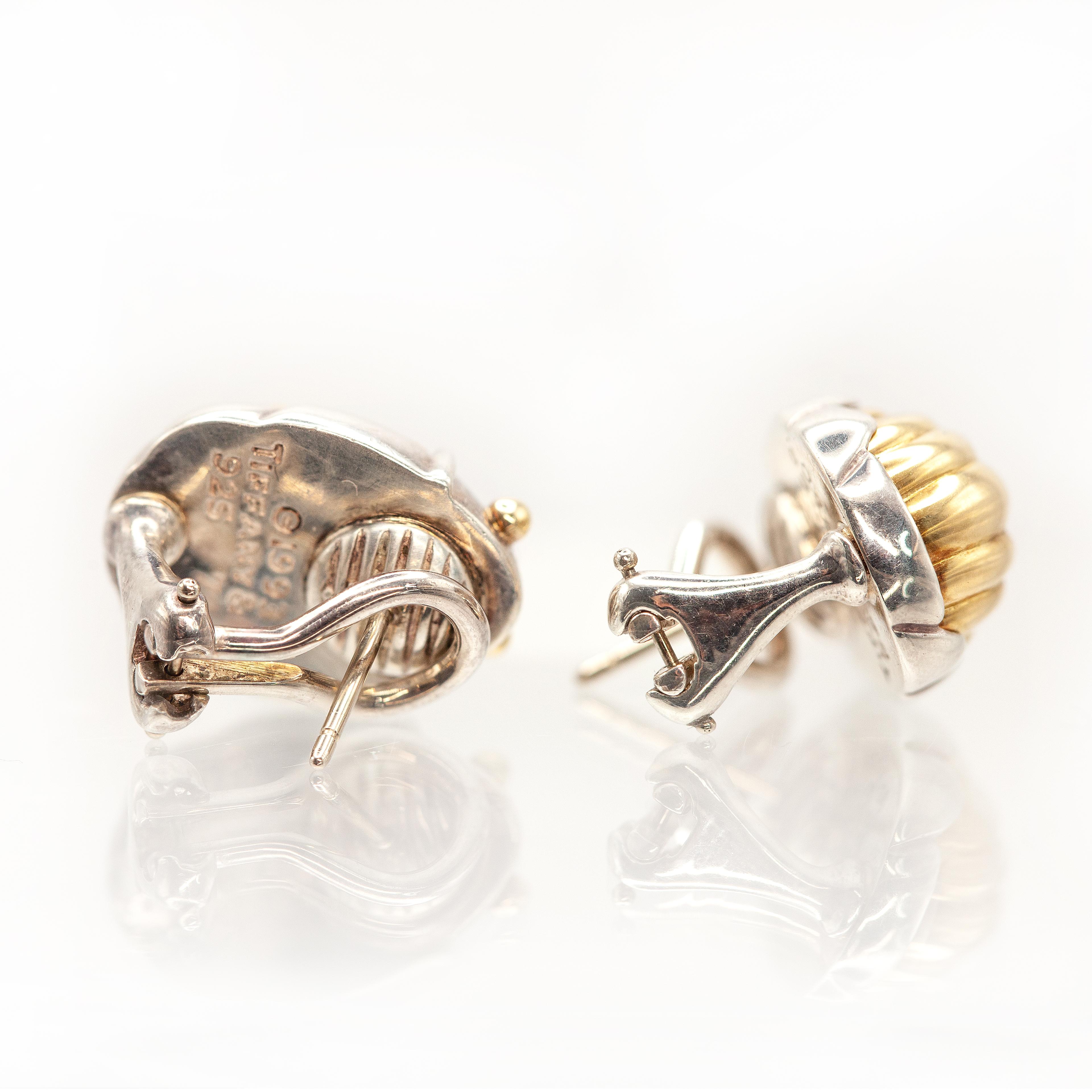 1993 Tiffany & Co. 18K Yellow Gold Sterling Scarab Earrings In Excellent Condition For Sale In New York, NY
