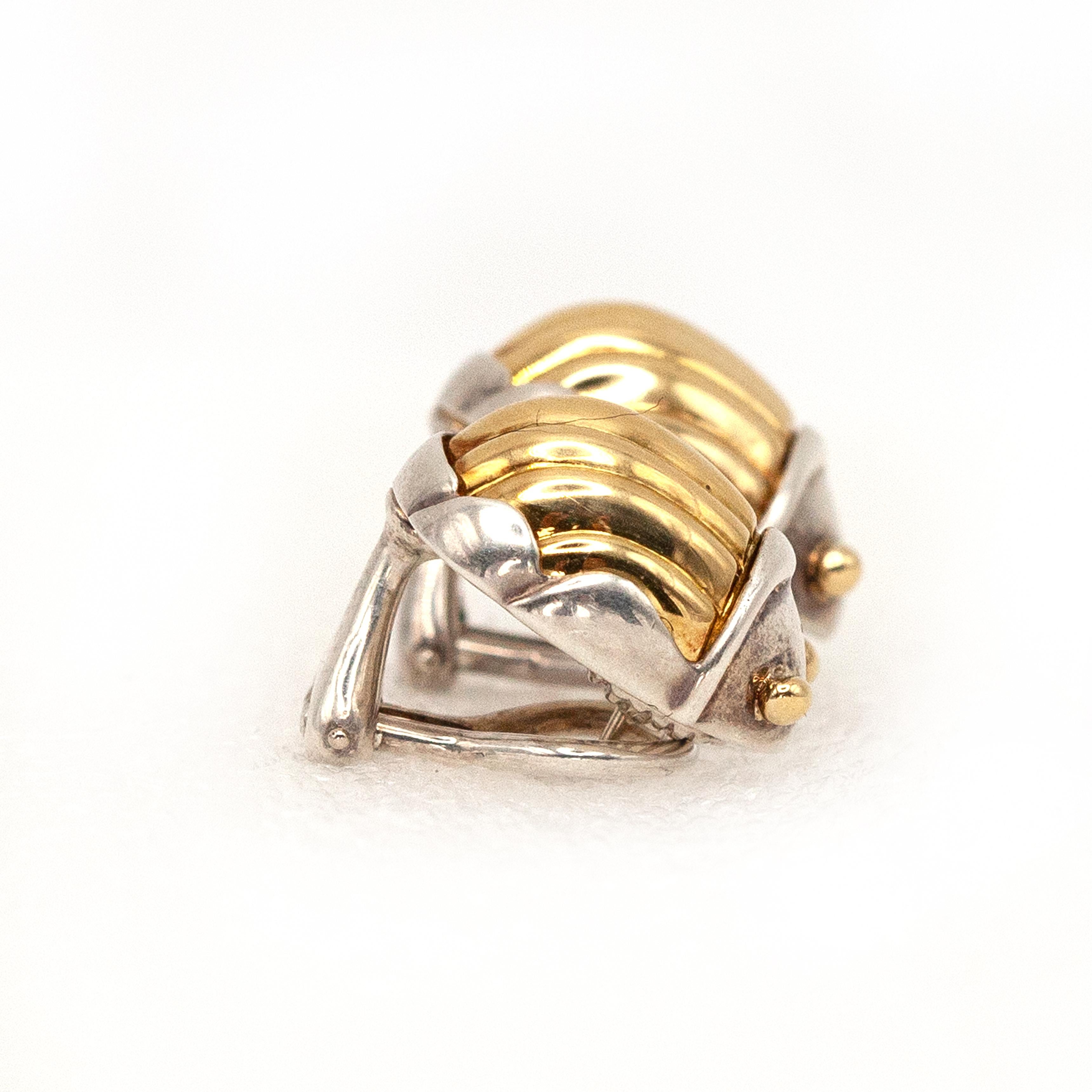 1993 Tiffany & Co. 18K Yellow Gold Sterling Scarab Earrings For Sale 2