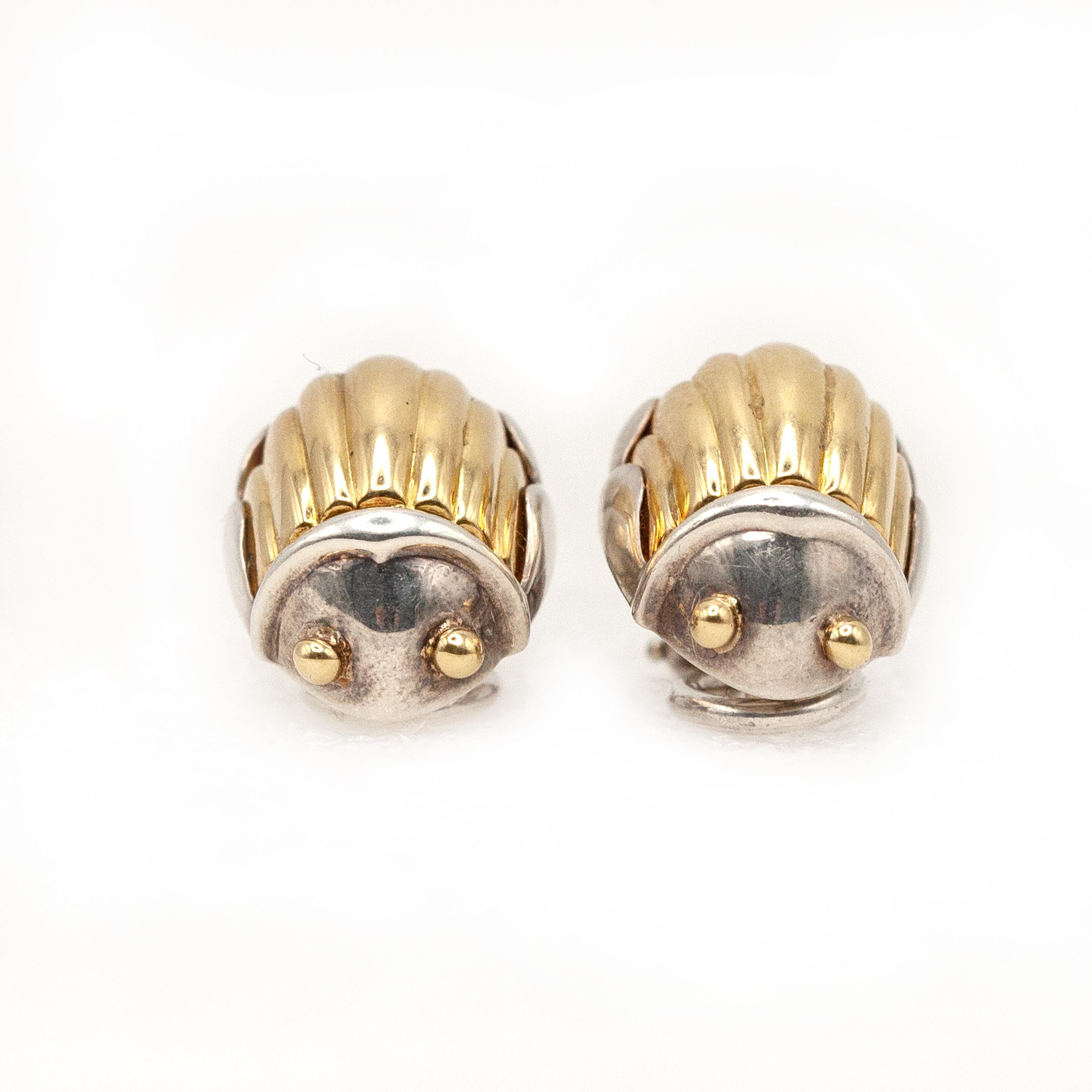 1993 Tiffany & Co. 18K Yellow Gold Sterling Scarab Earrings For Sale 4