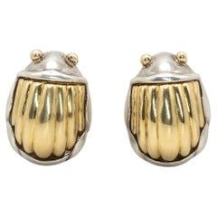 1993 Tiffany & Co. 18K Yellow Gold Sterling Scarab Earrings