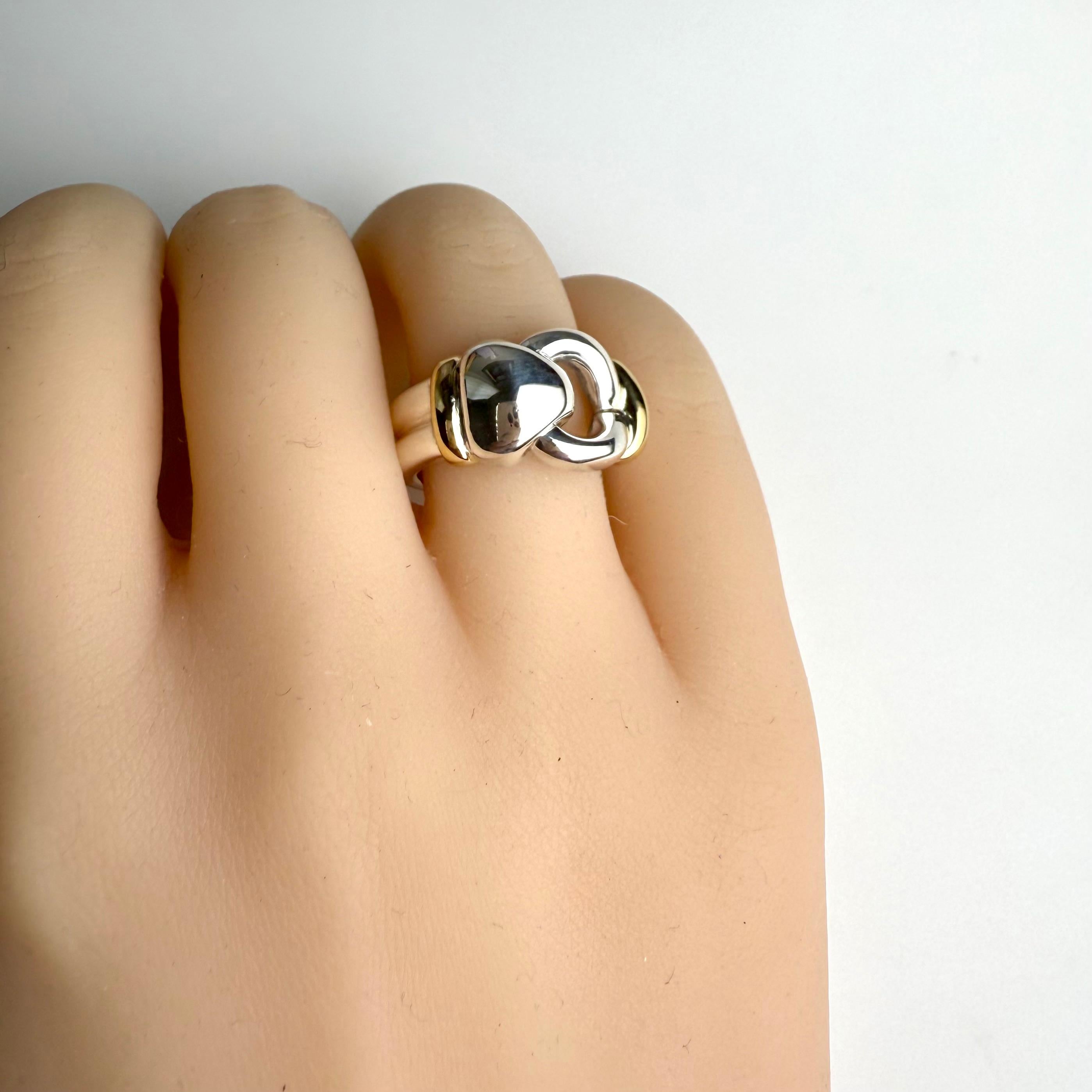 Vintage Tiffany & Co. 18K Yellow Gold & Sterling Silver Buckle Ring Size 7 For Sale 5