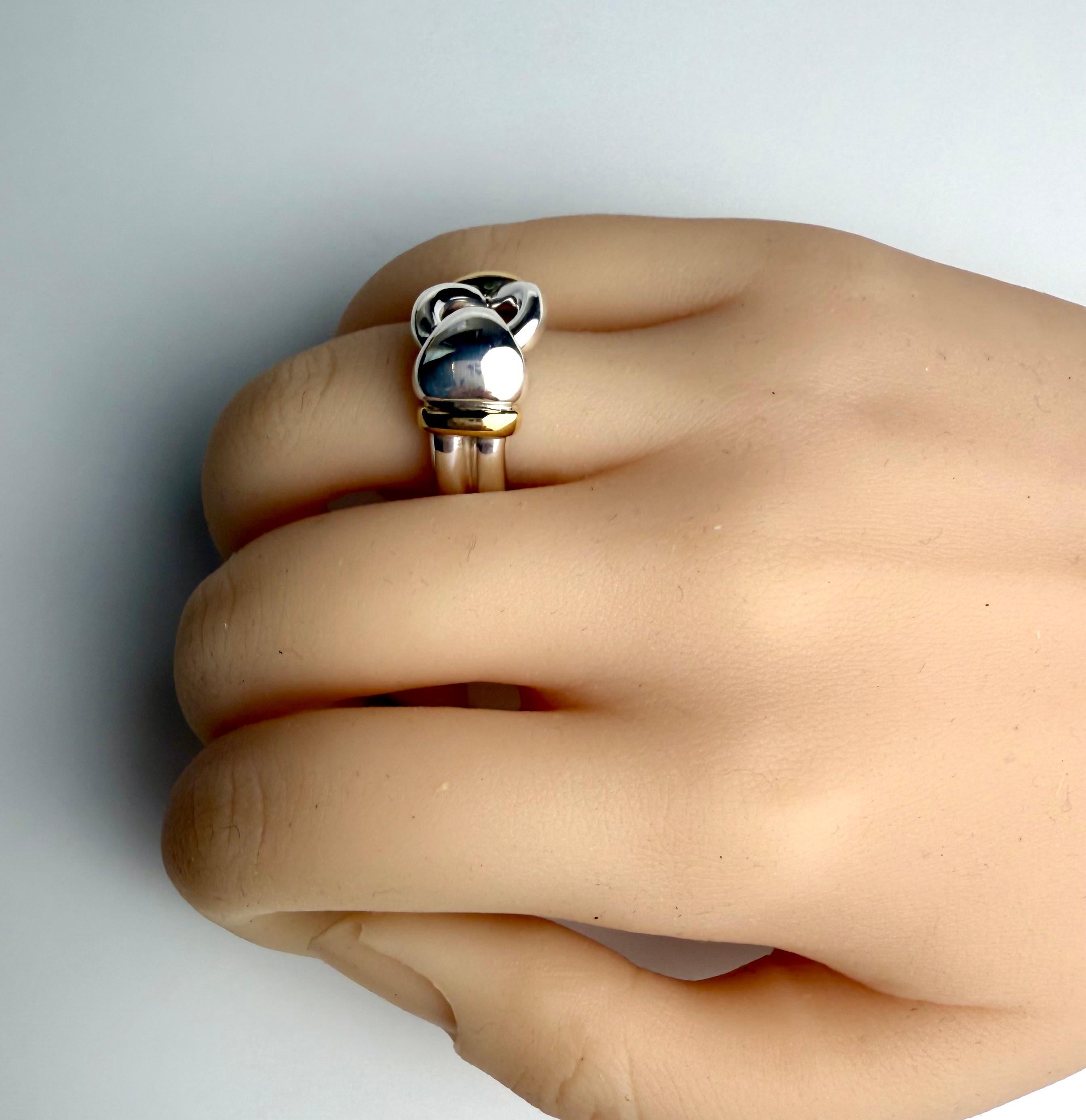 Vintage Tiffany & Co. 18K Yellow Gold & Sterling Silver Buckle Ring Size 7 For Sale 6